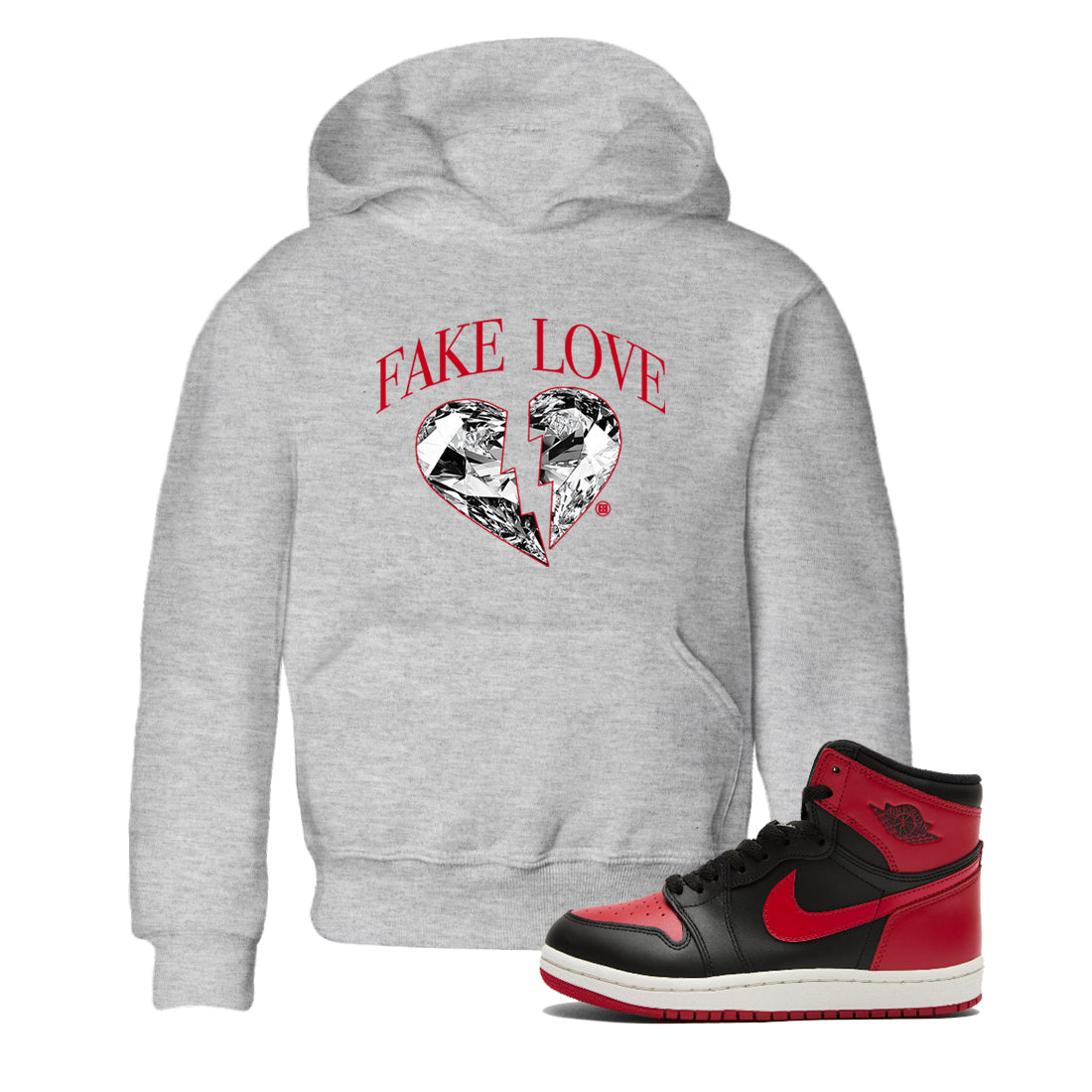 Fake Love snkmatch Tees Kids - Air Jordan 1 '85 Bred