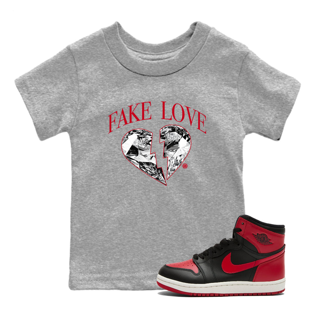 Fake Love snkmatch Tees Kids - Air Jordan 1 '85 Bred
