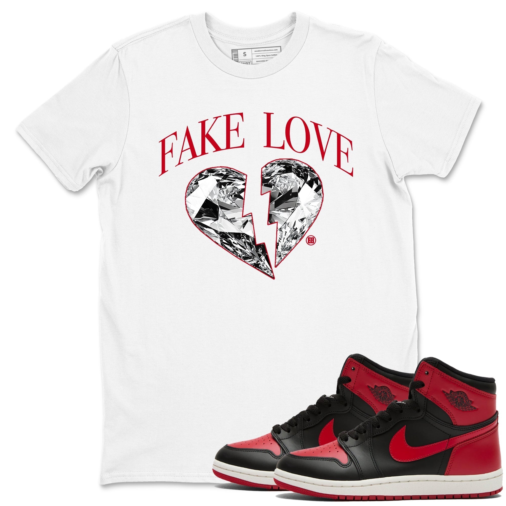 Fake Love snkmatch Tees - Air Jordan 1 '85 Bred