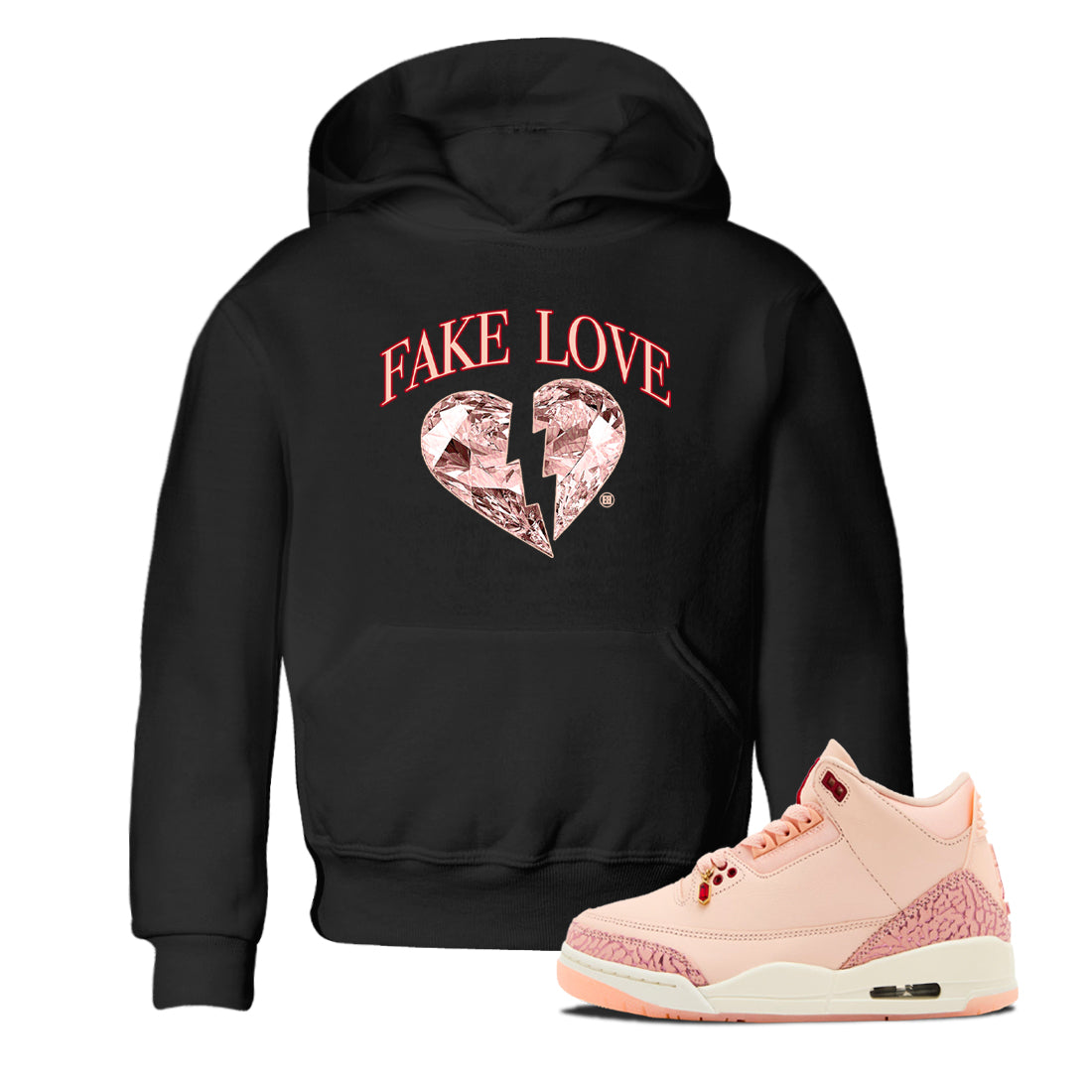 Fake Love snkmatch Tees Kids - Air Jordan 3 Valentines Day