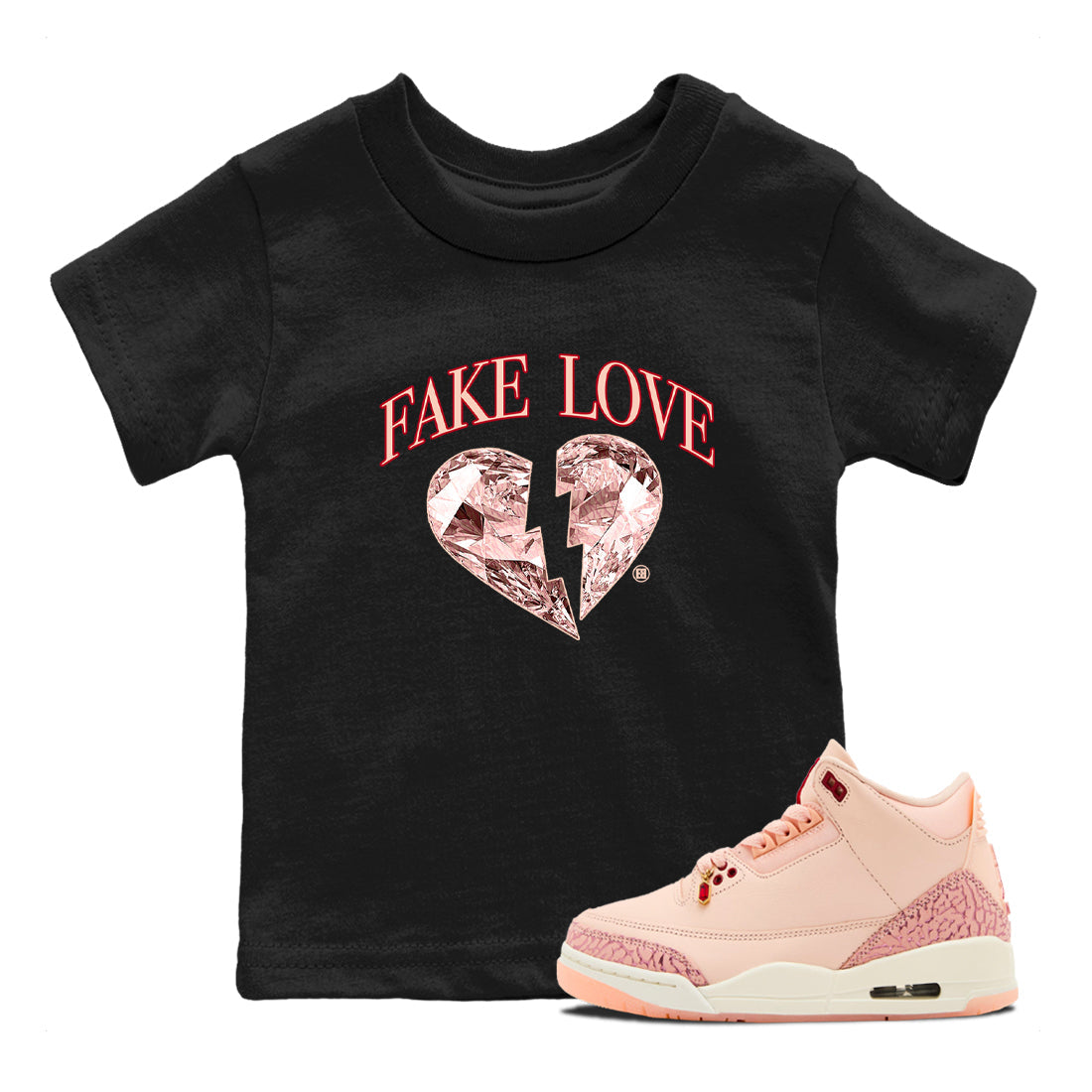 Fake Love snkmatch Tees Kids - Air Jordan 3 Valentines Day