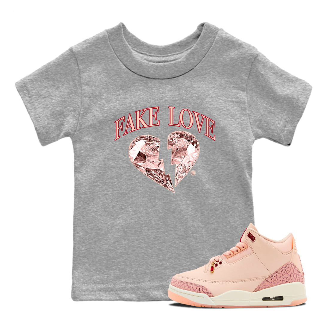 Fake Love snkmatch Tees Kids - Air Jordan 3 Valentines Day