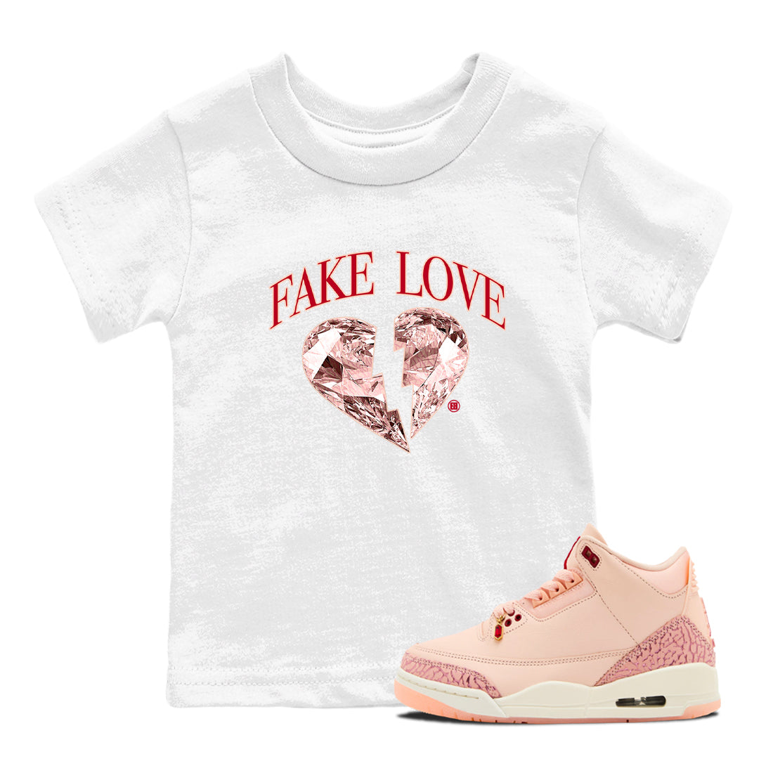 Fake Love snkmatch Tees Kids - Air Jordan 3 Valentines Day