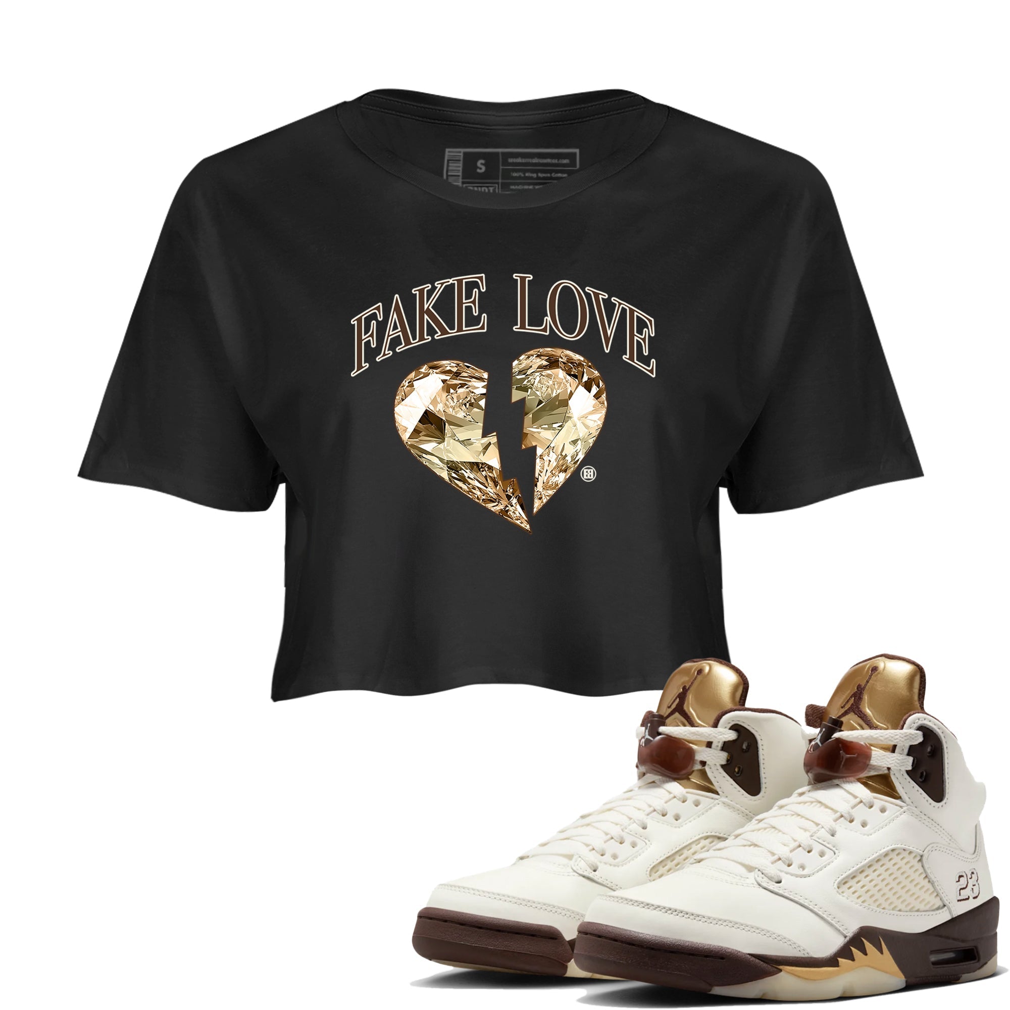 Fake Love snkmatch Women's Top - Air Jordan 5 Golden Ticket