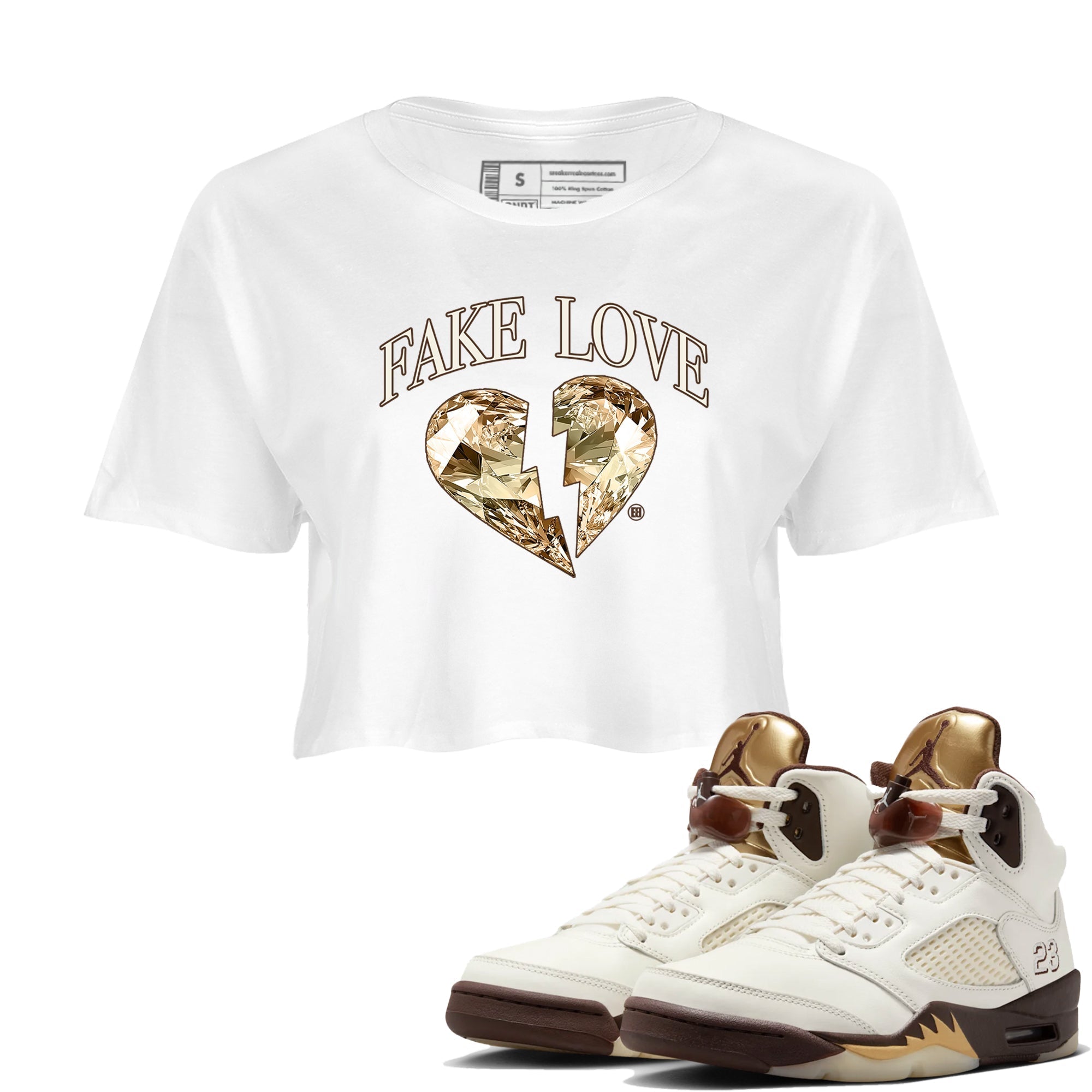Fake Love snkmatch Women's Top - Air Jordan 5 Golden Ticket