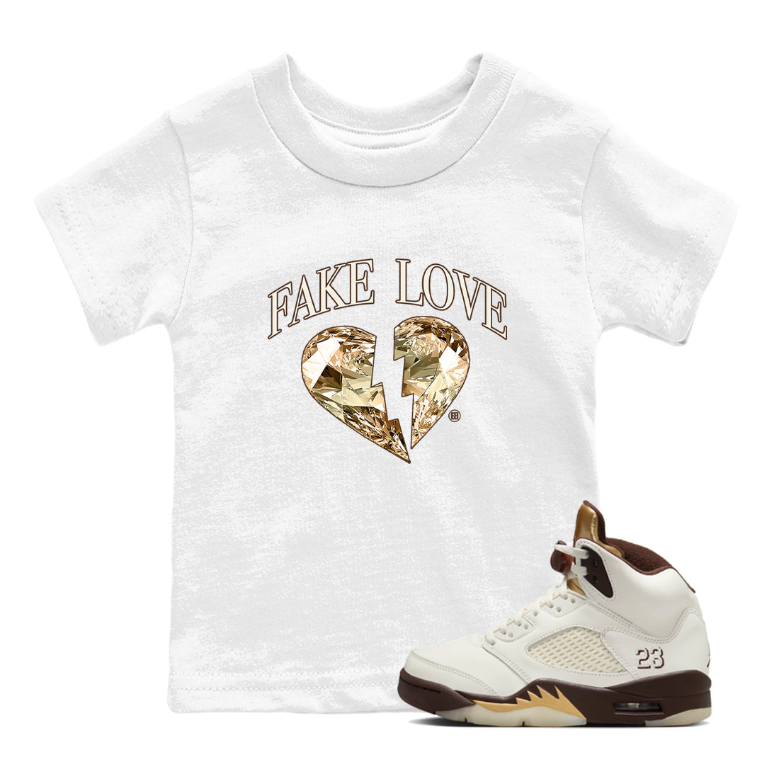 Fake Love snkmatch Tees Kids - Air Jordan 5 Golden Ticket