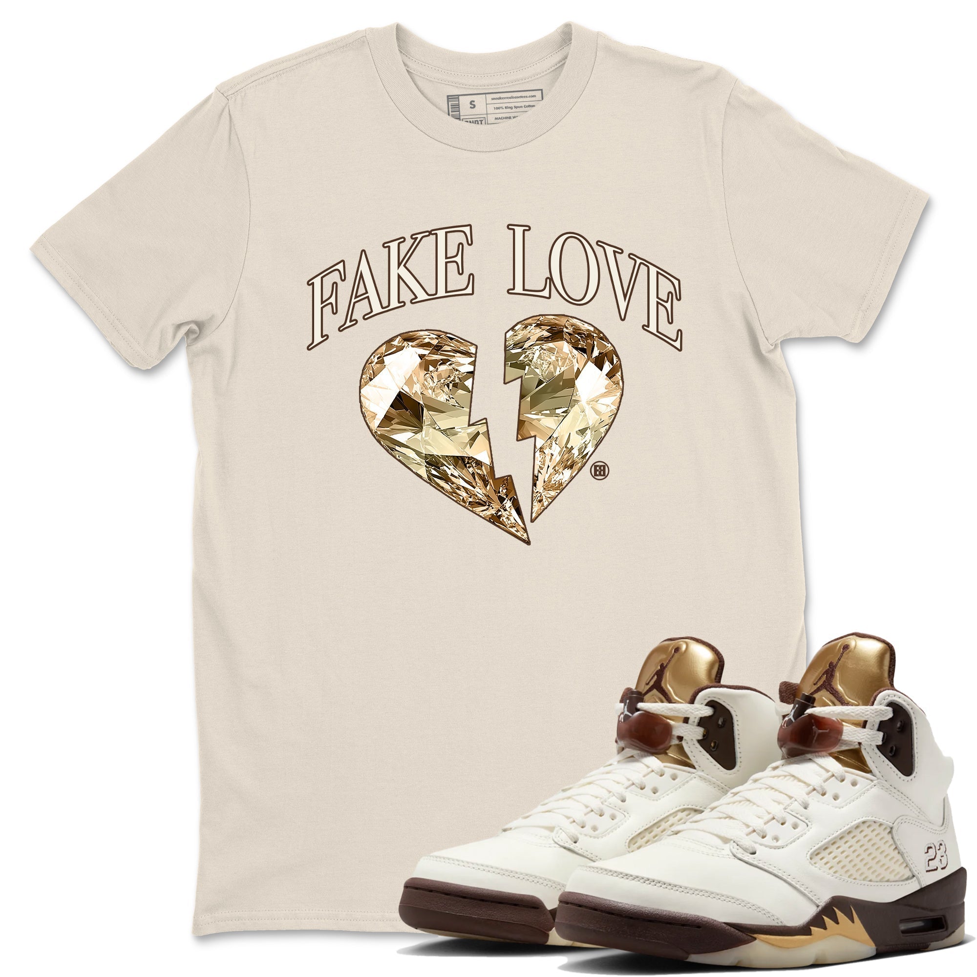 Fake Love snkmatch Tees - Air Jordan 5 Golden Ticket