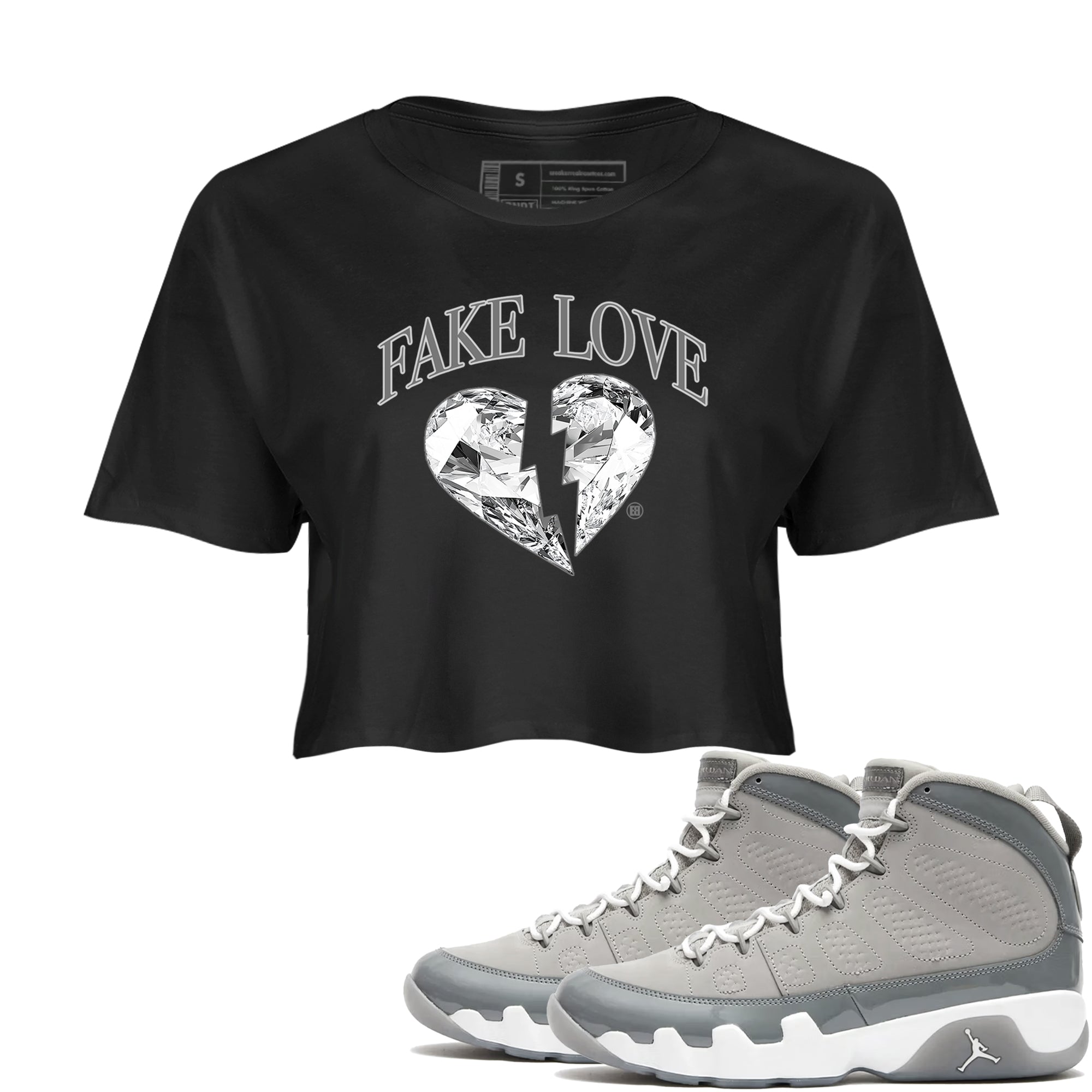 Fake Love snkmatch Women's Top - Air Jordan 9 Cool Grey