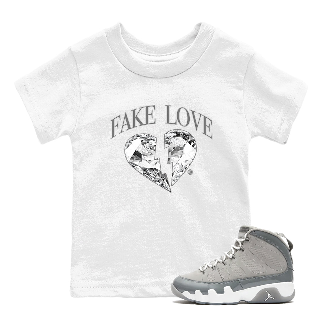 Fake Love snkmatch Tees Kids - Air Jordan 9 Cool Grey