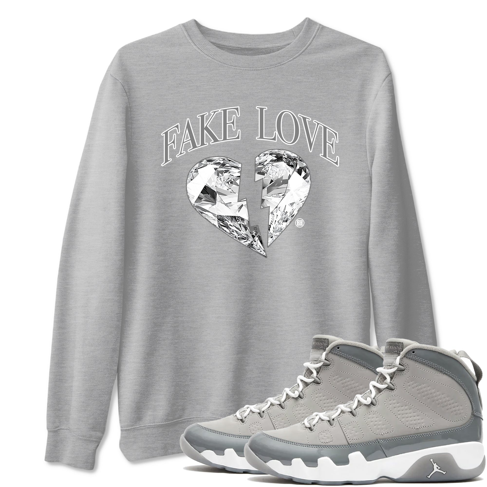 Fake Love snkmatch Tees - Air Jordan 9 Cool Grey