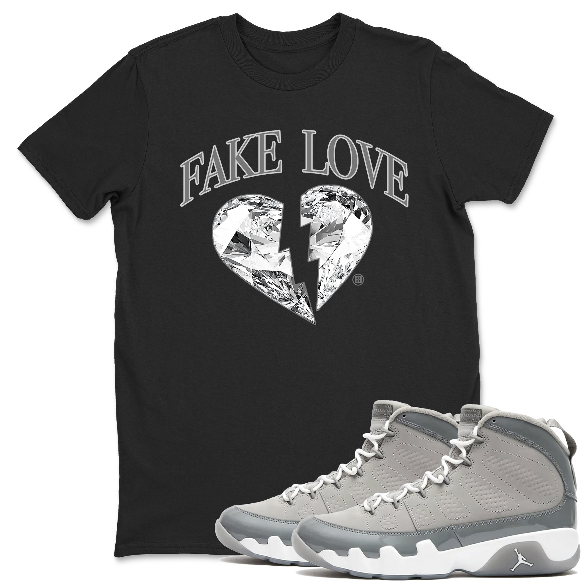 Fake Love snkmatch Tees - Air Jordan 9 Cool Grey