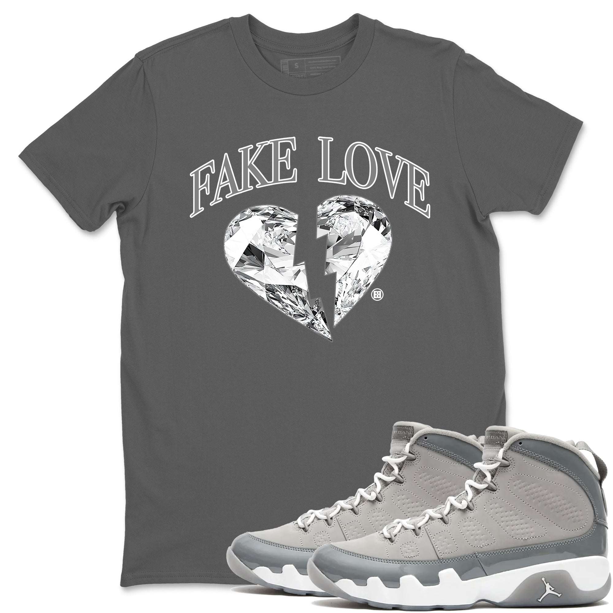 Fake Love snkmatch Tees - Air Jordan 9 Cool Grey