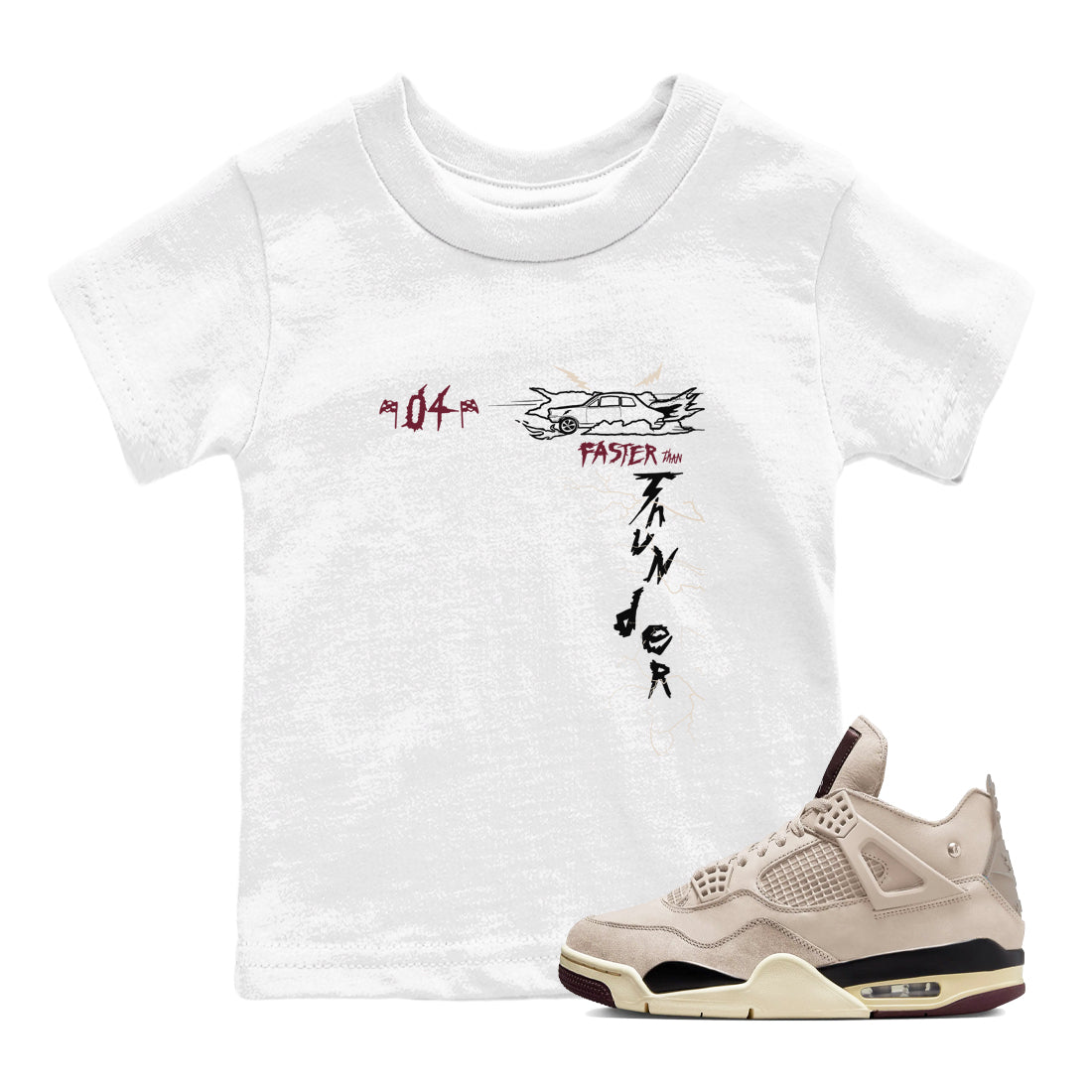 Faster Than Thunder snkmatch Tees Kids - Air Jordan 4 A Ma Maniere x Fossil Stone