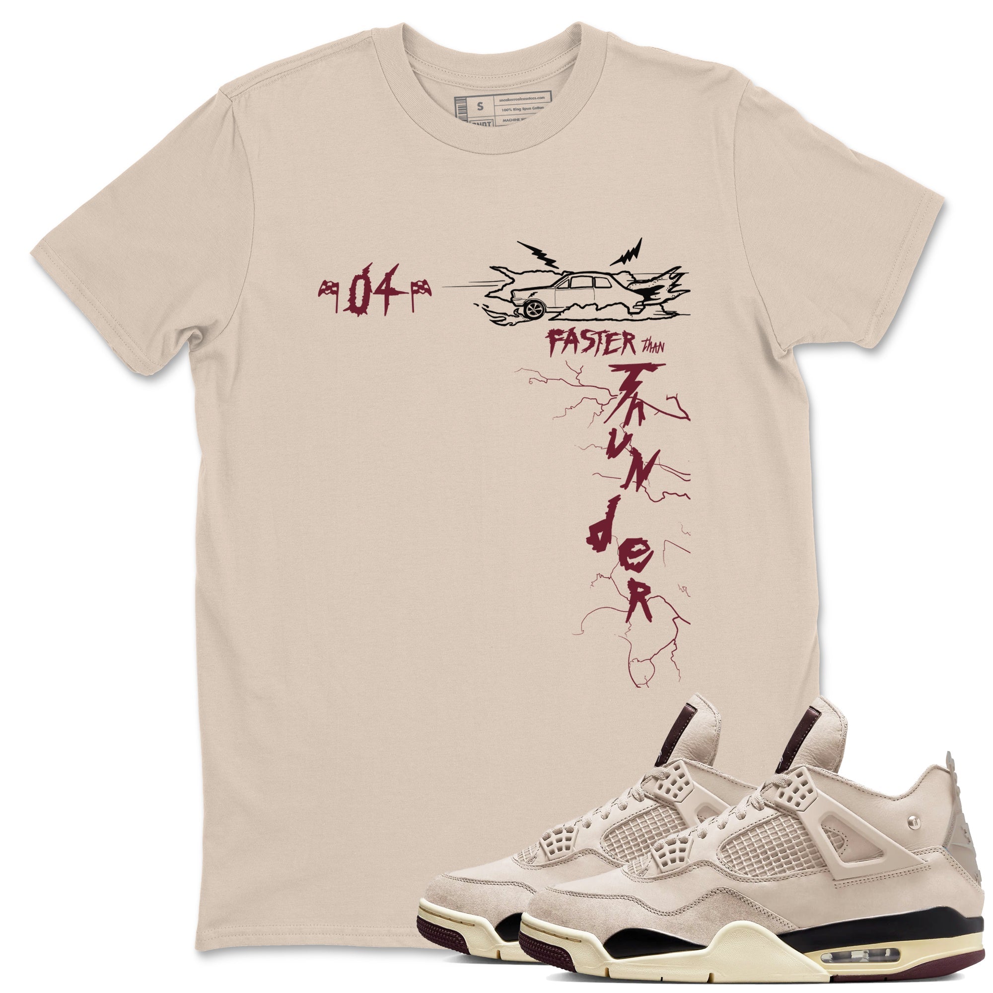 Faster Than Thunder snkmatch Tees - Air Jordan 4 A Ma Maniere x Fossil Stone