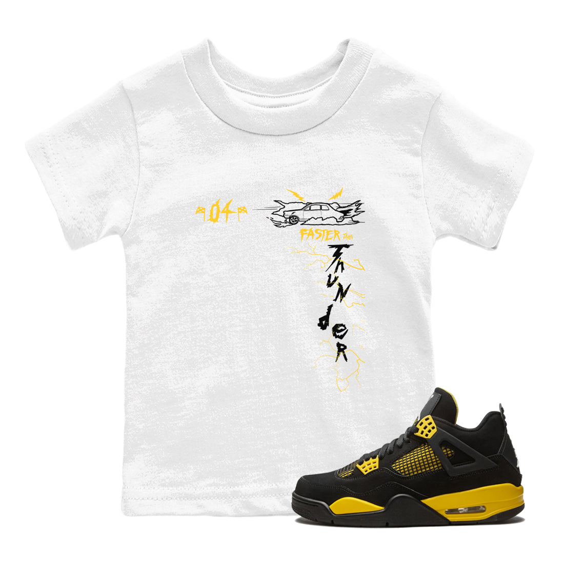Faster Than Thunder snkmatch Tees Kids - Air Jordan 4 Thunder