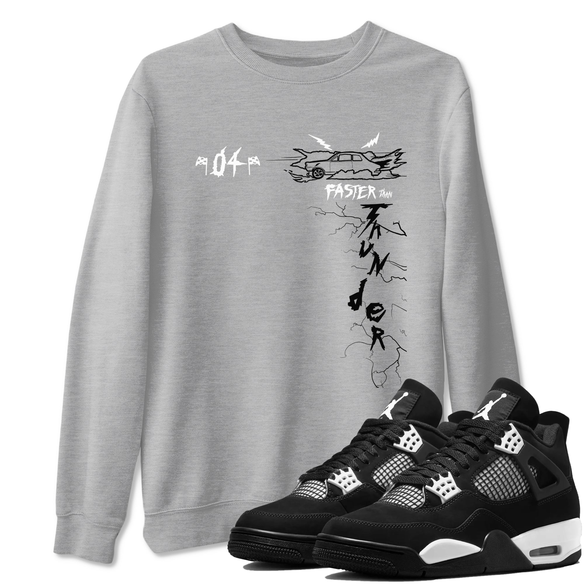 Faster Than Thunder snkmatch Tees - Air Jordan 4 White Thunder