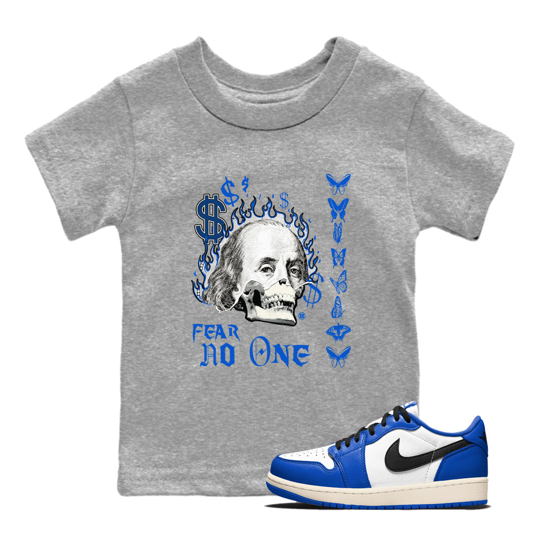 Fear No One snkmatch Tees Kids - Air Jordan 1 Game Royal