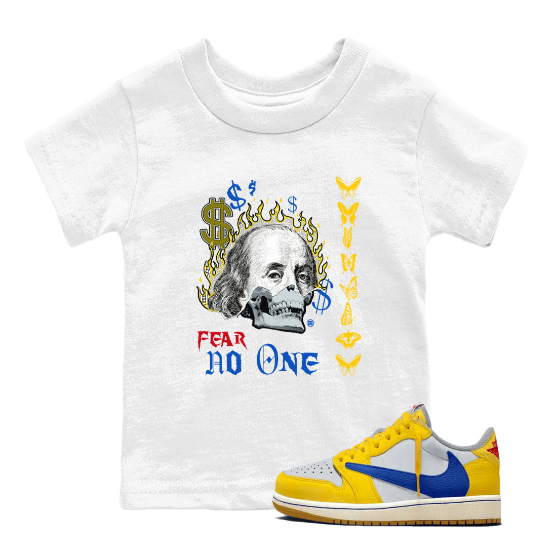 Fear No One snkmatch Tees Kids - Air Jordan 1 Travis Scott Canary