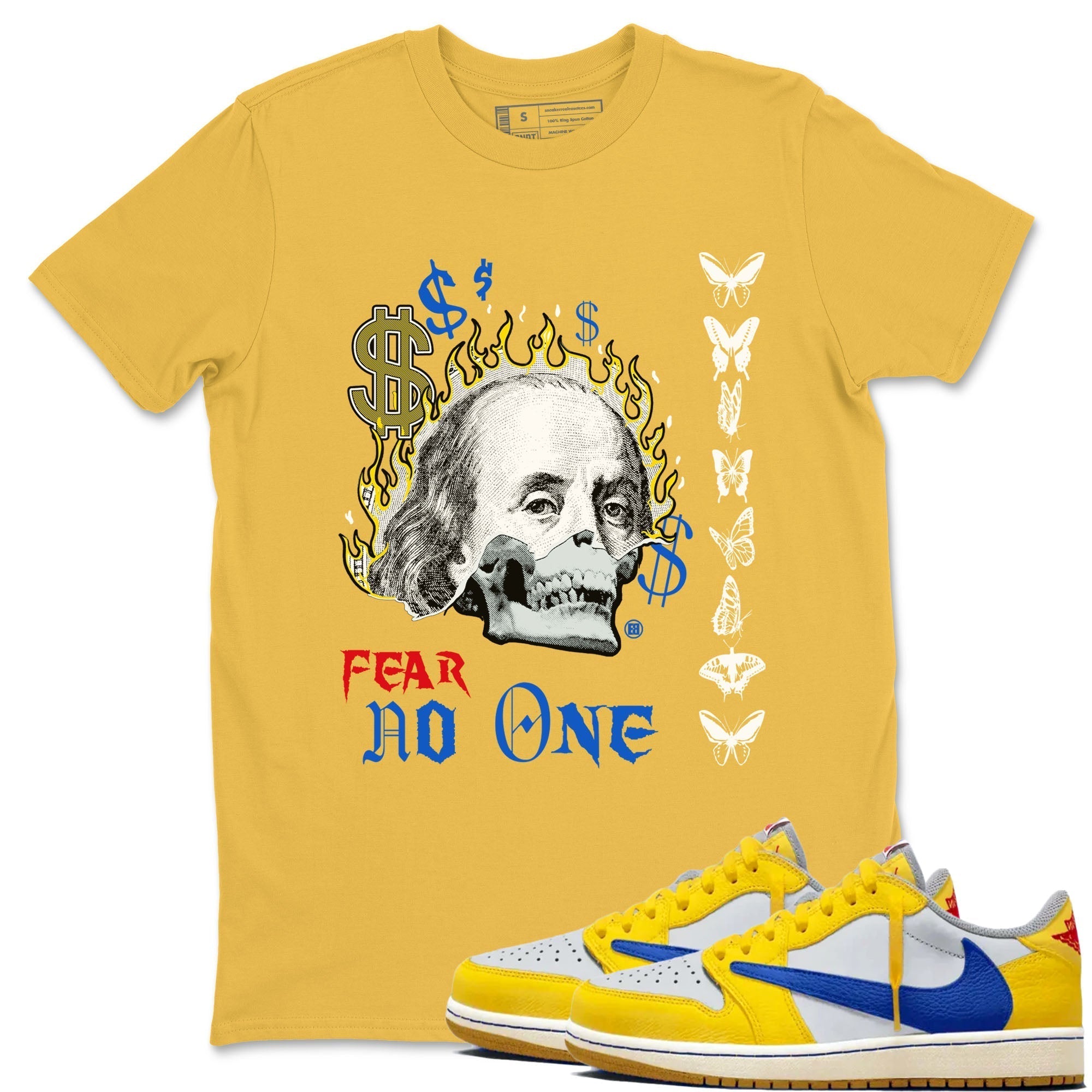 Fear No One snkmatch Tees - Air Jordan 1 Travis Scott Canary