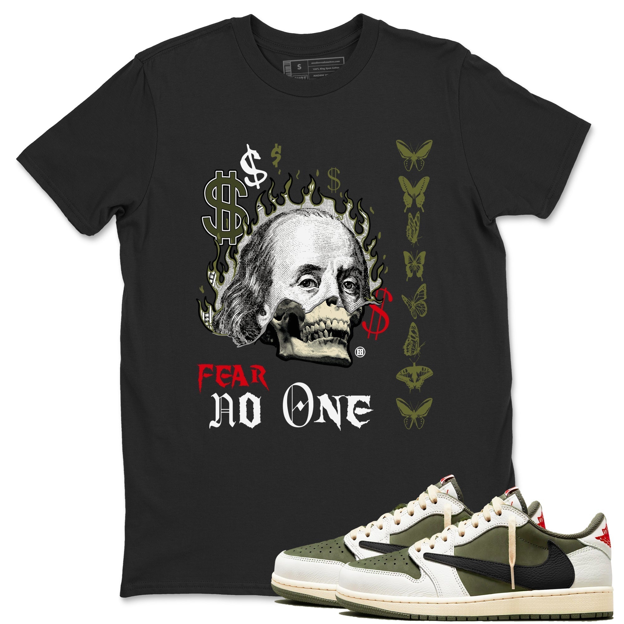 Fear No One snkmatch Tees - Air Jordan 1 Travis Scott Medium Olive