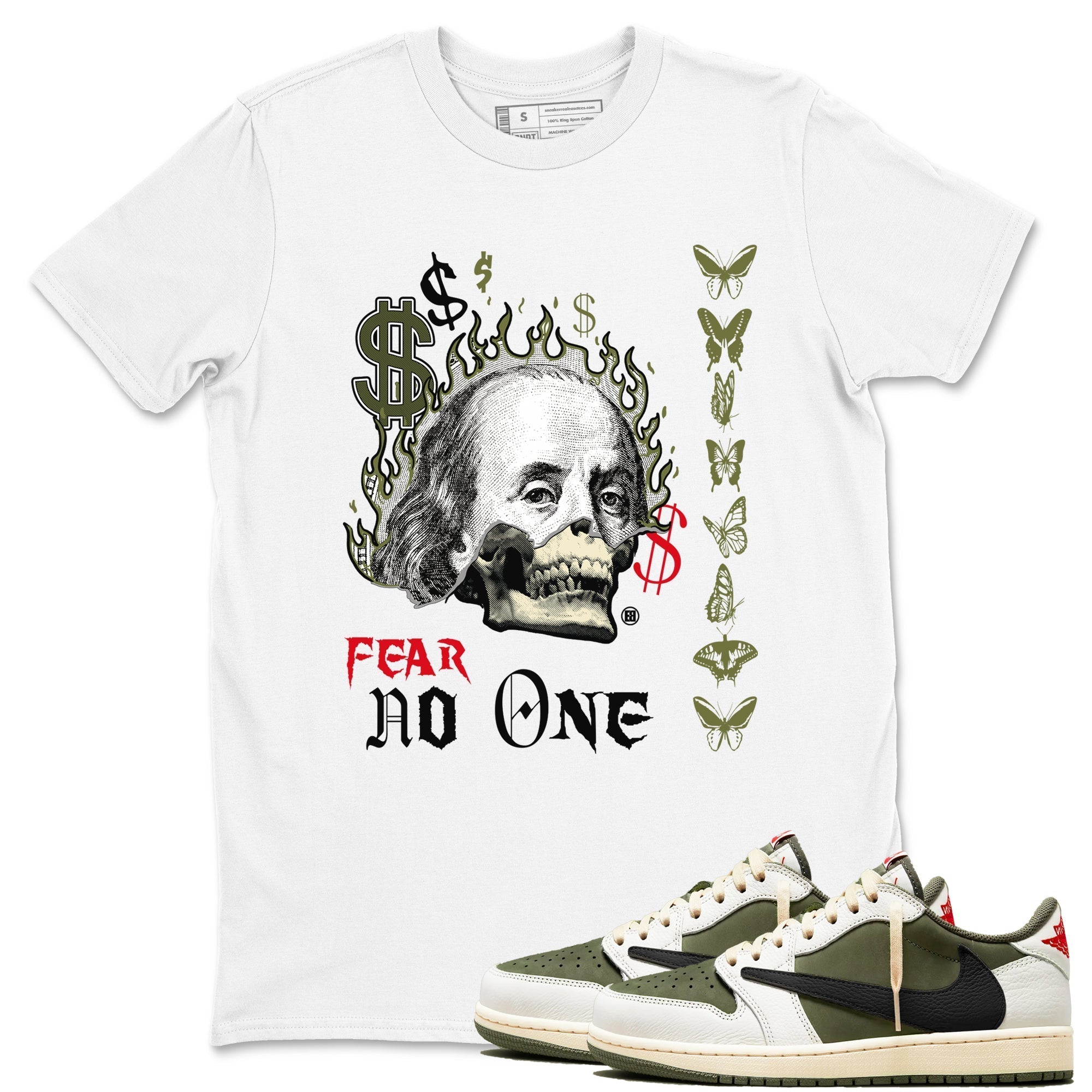 Fear No One snkmatch Tees - Air Jordan 1 Travis Scott Medium Olive
