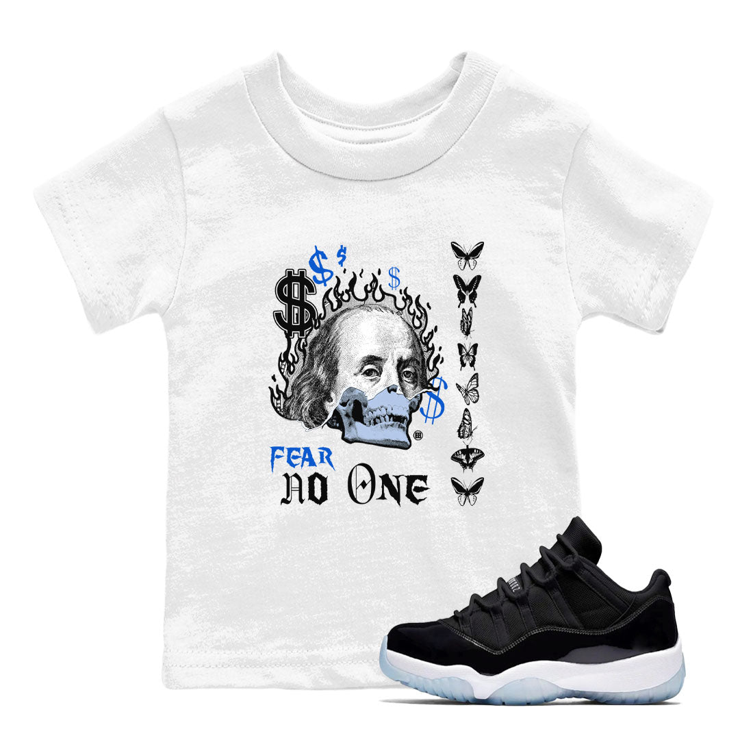 Fear No One snkmatch Tees Kids - Air Jordan 11 Black and Varsity Royal