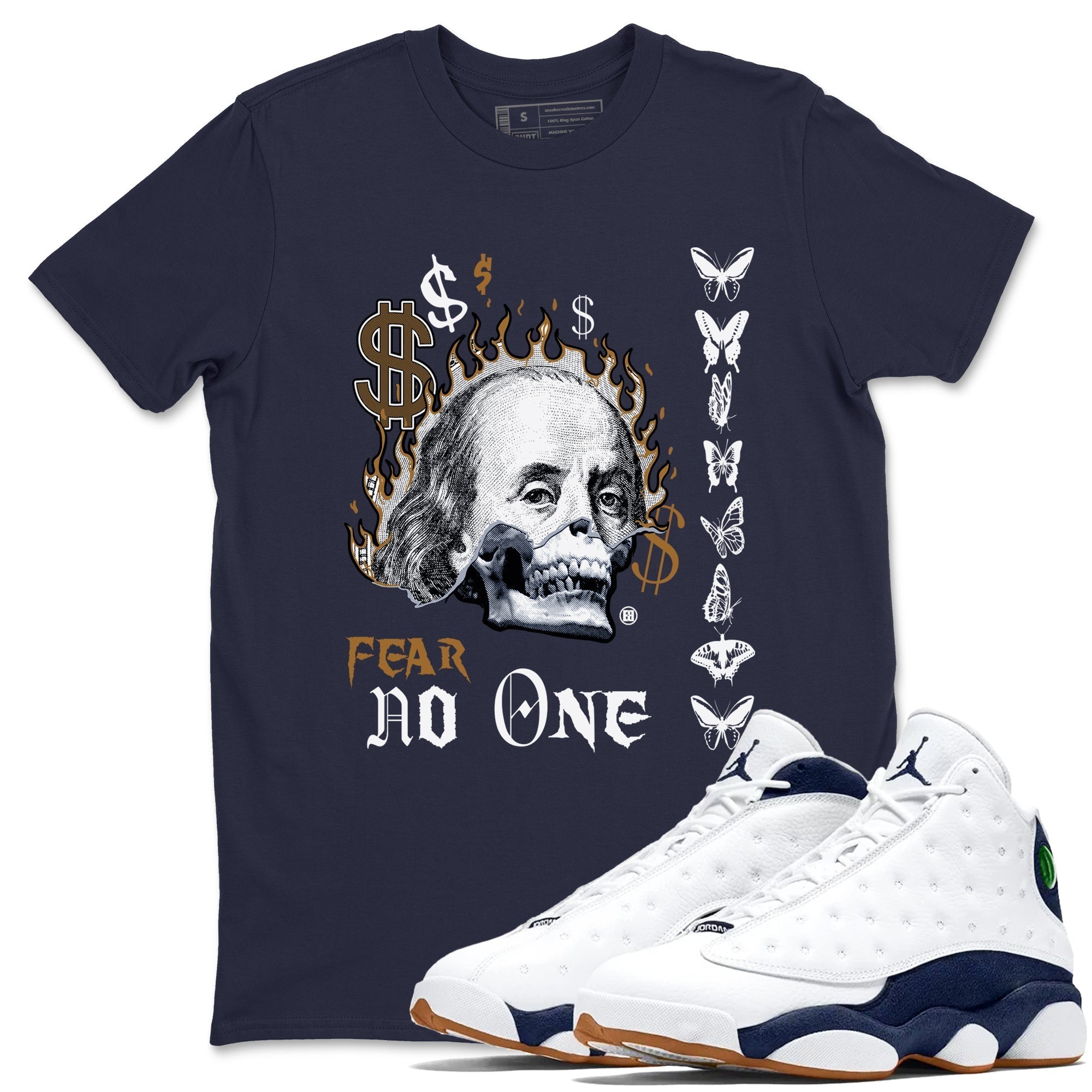 Fear No One snkmatch Tees - Air Jordan 13 Midnight Navy