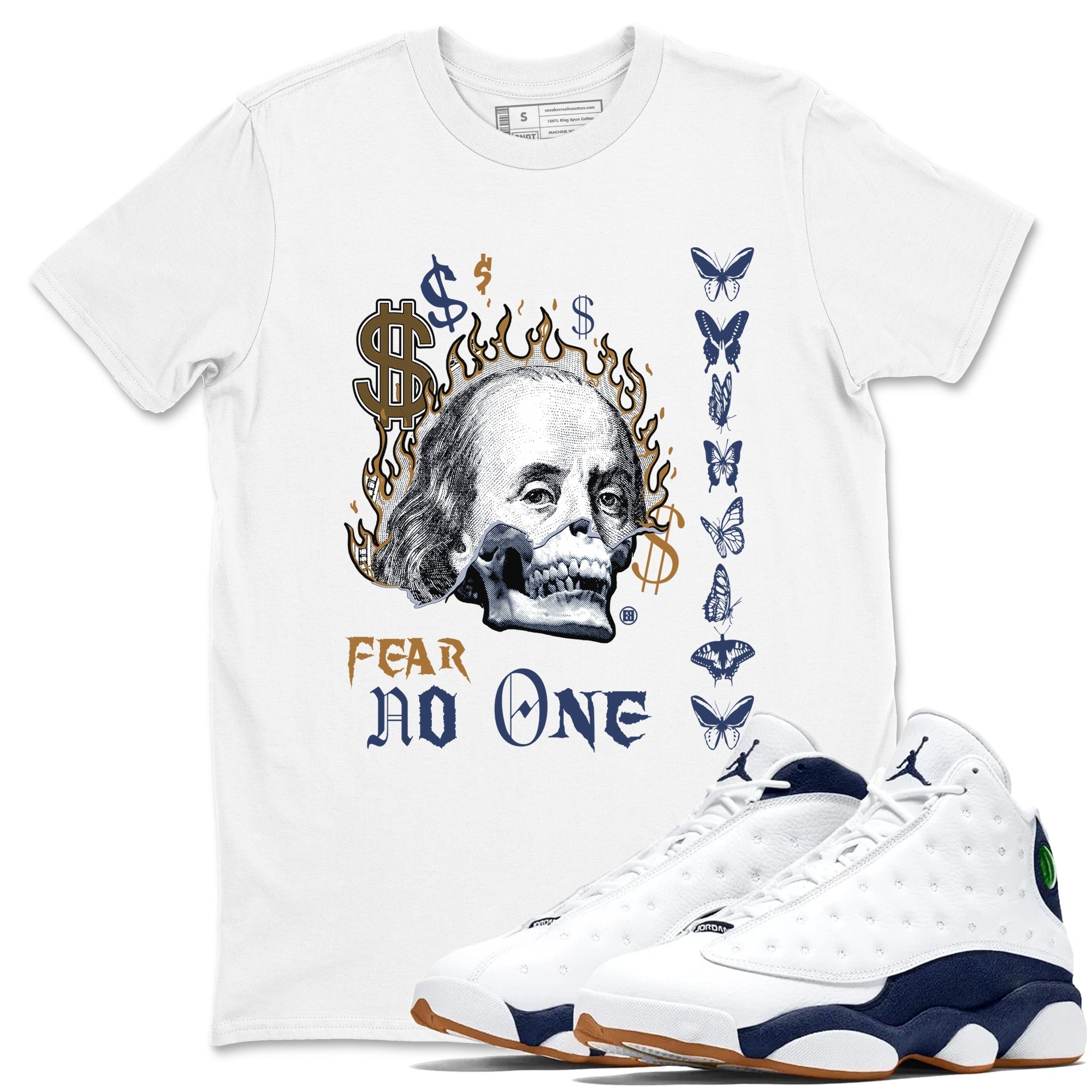 Fear No One snkmatch Tees - Air Jordan 13 Midnight Navy