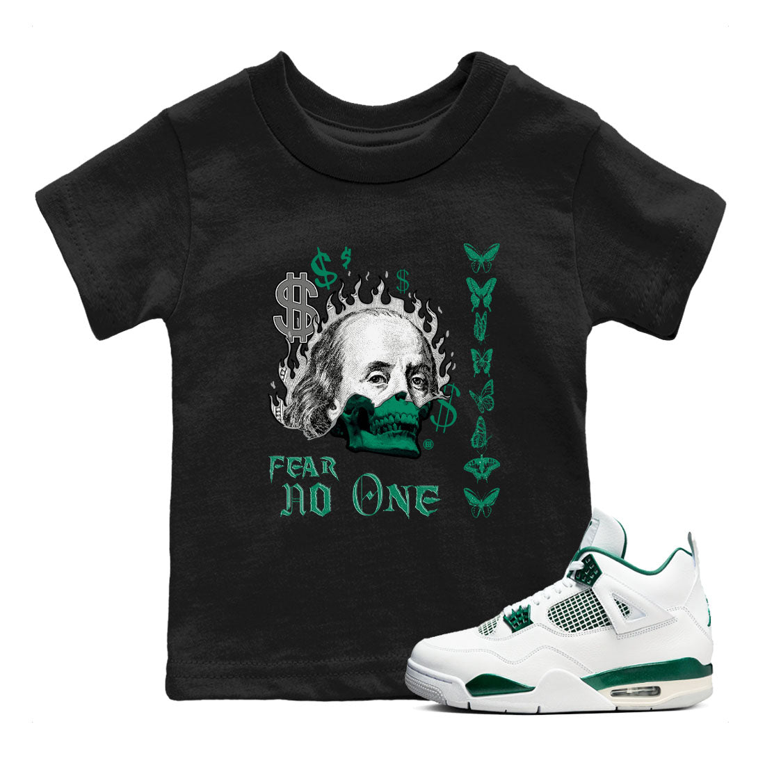 Fear No One snkmatch Tees Kids - Air Jordan 4 Oxidized Green