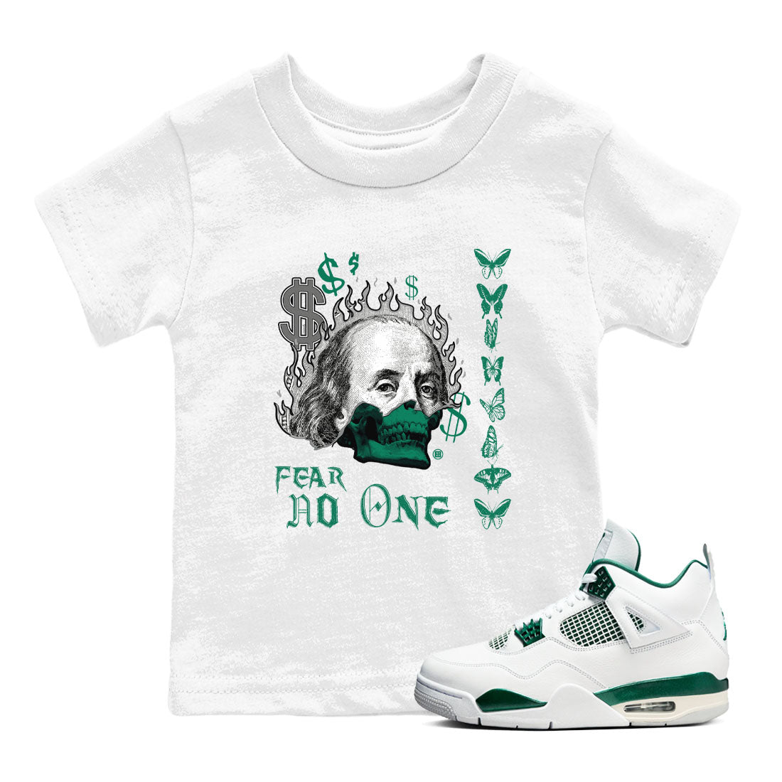 Fear No One snkmatch Tees Kids - Air Jordan 4 Oxidized Green