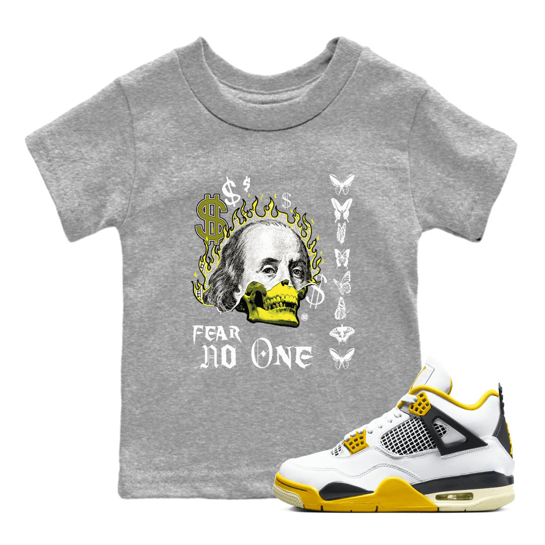 Fear No One snkmatch Tees Kids - Air Jordan 4 Vivid Sulfur