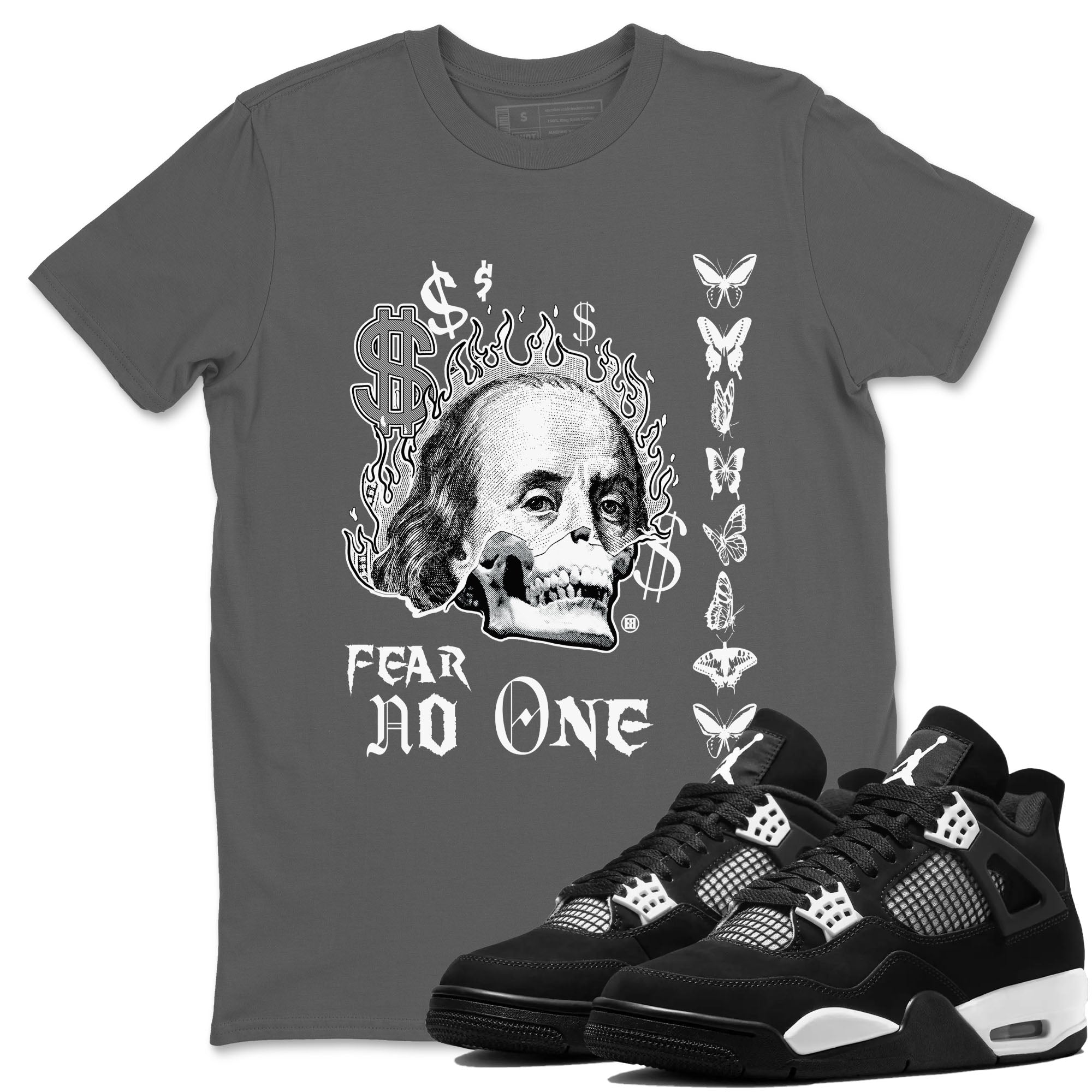 Fear No One snkmatch Tees - Air Jordan 4 White Thunder