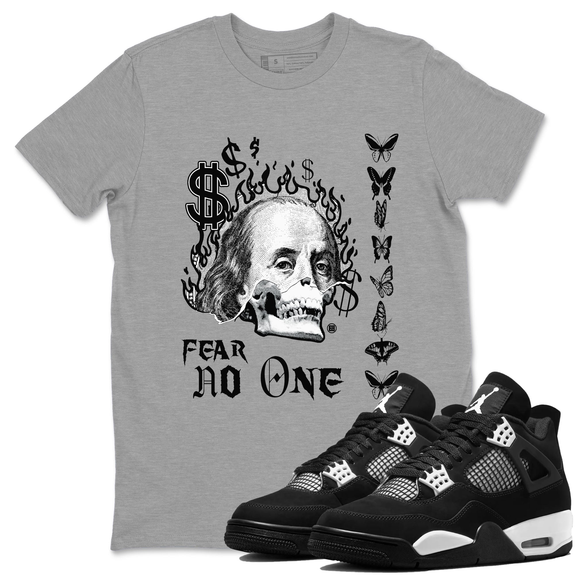 Fear No One snkmatch Tees - Air Jordan 4 White Thunder