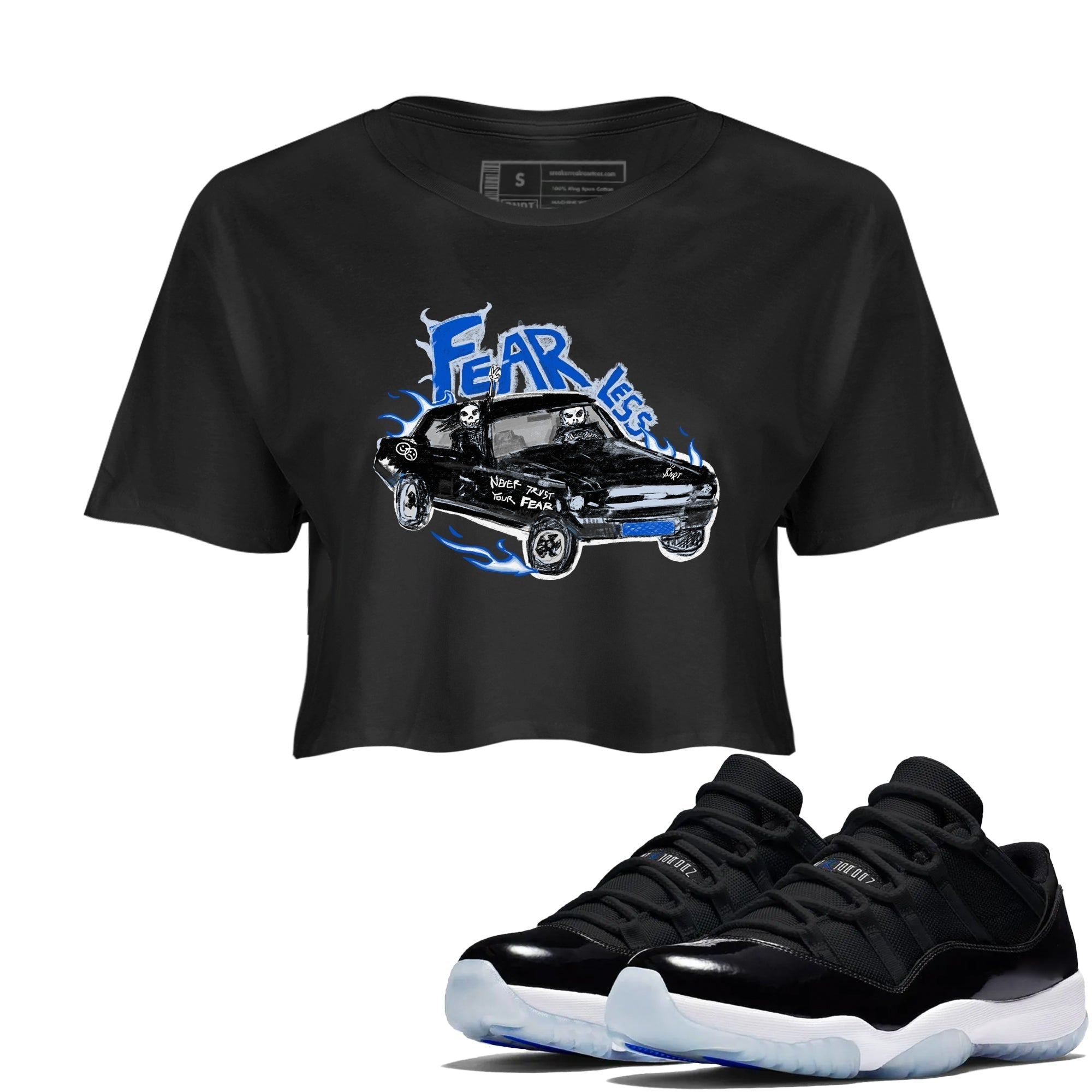 Fearless Car snkmatch Women's Top - Air Jordan 11 Black and Varsity Royal
