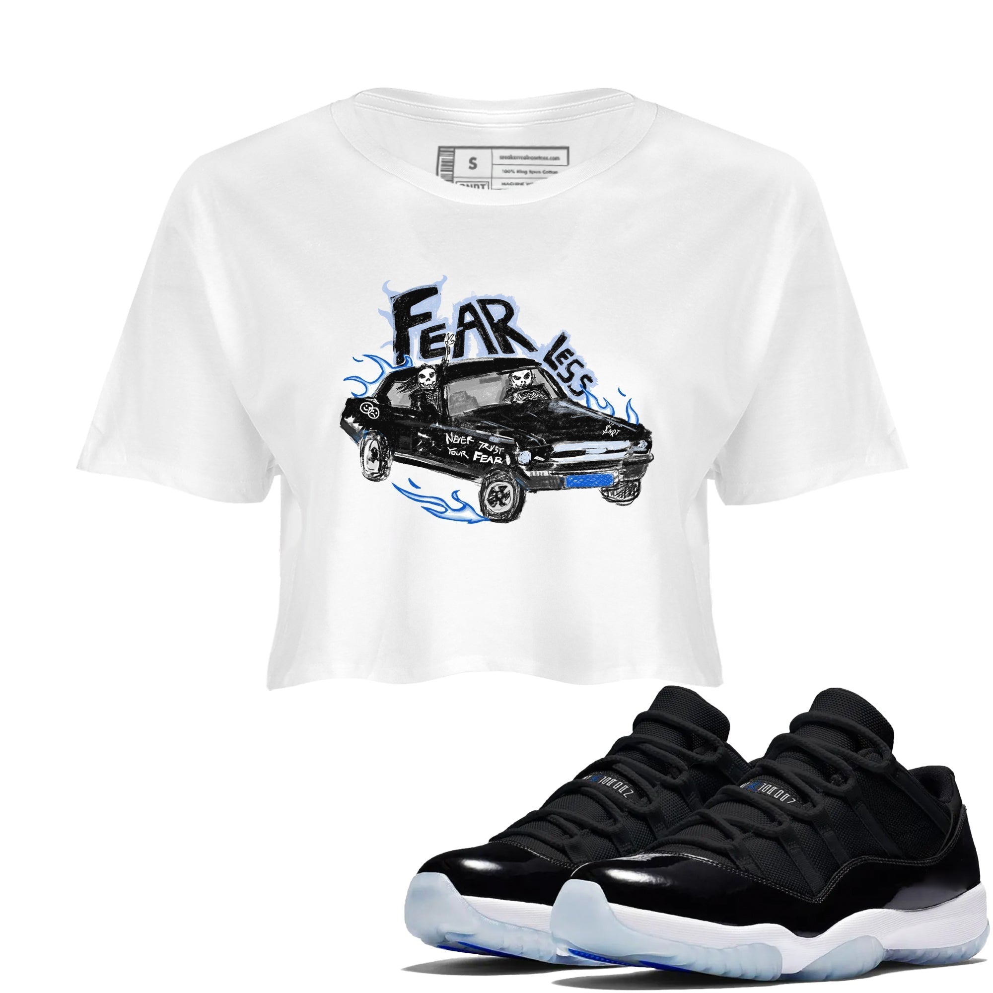 Fearless Car snkmatch Women's Top - Air Jordan 11 Black and Varsity Royal