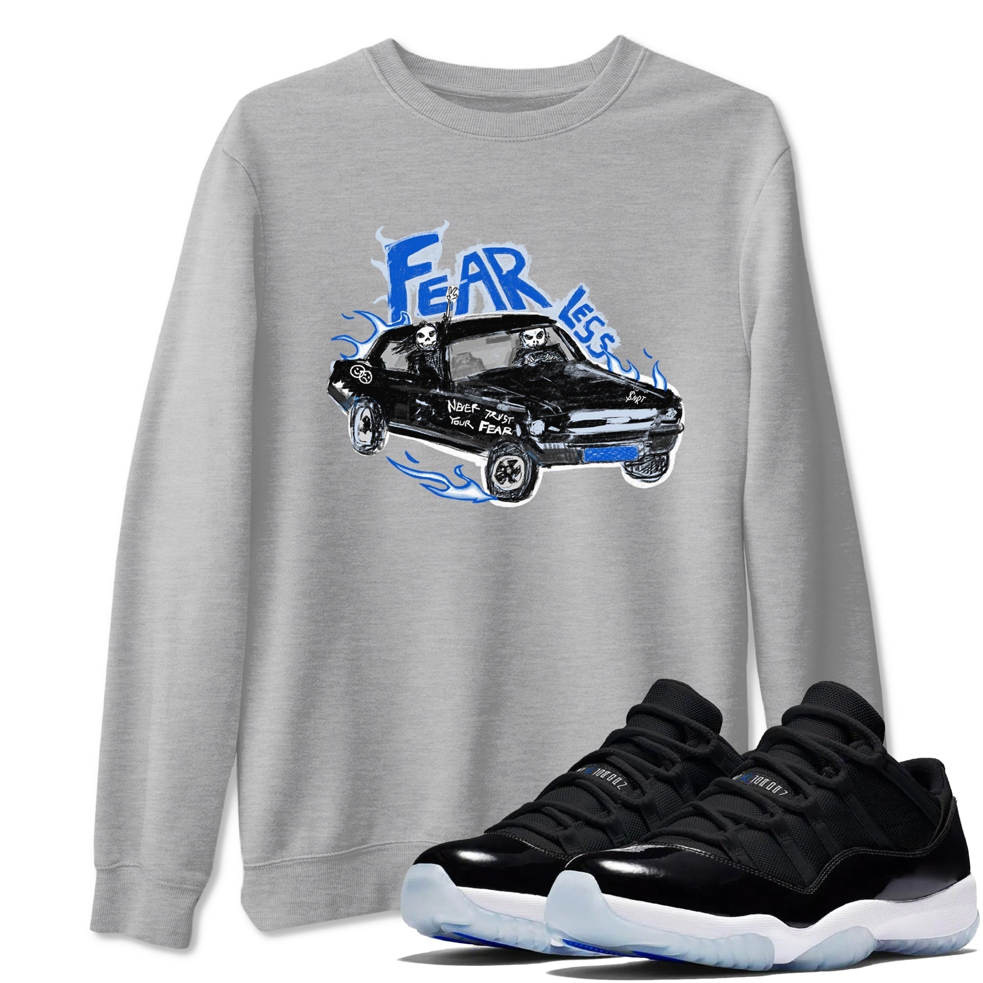 Fearless Car snkmatch Tees - Air Jordan 11 Black and Varsity Royal