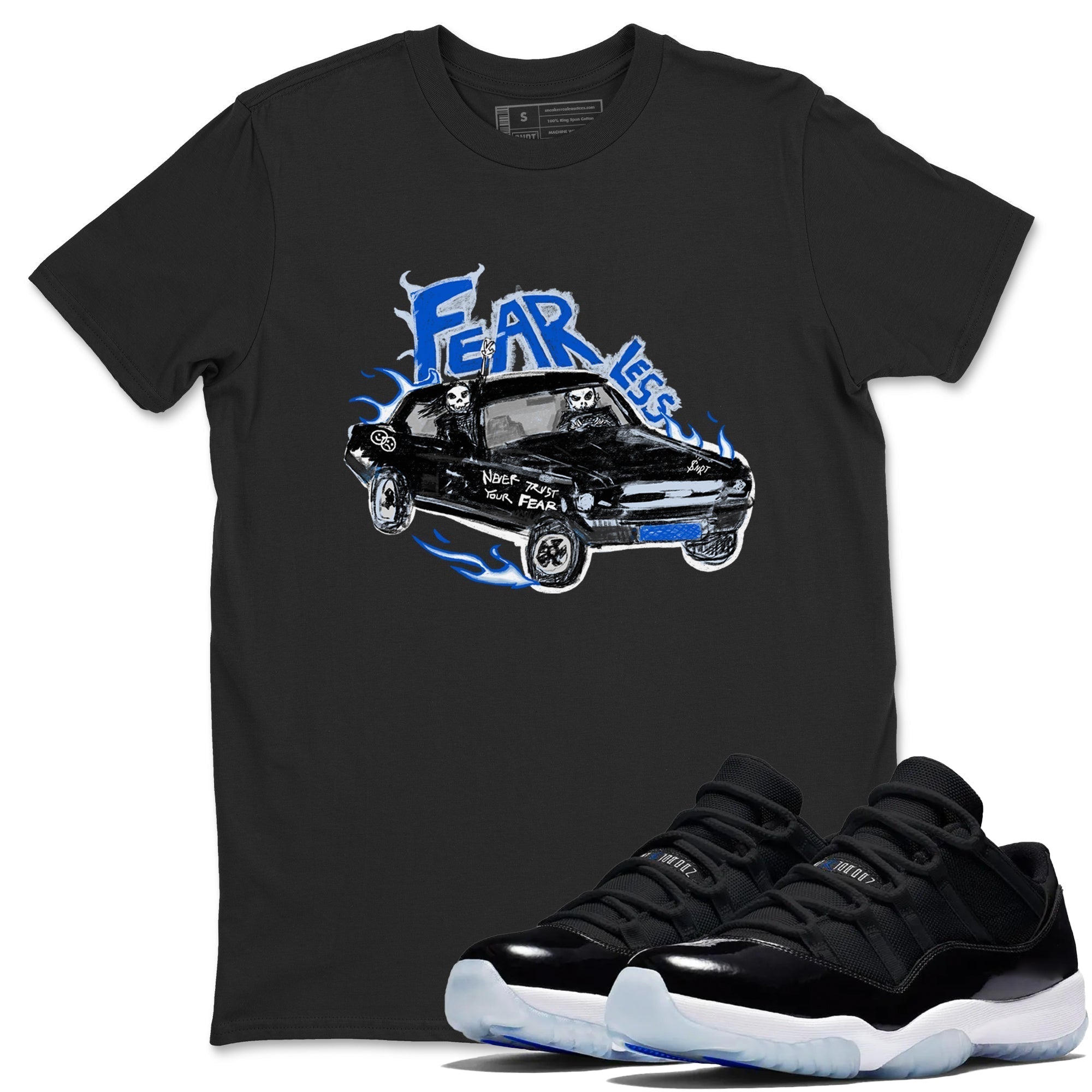 Fearless Car snkmatch Tees - Air Jordan 11 Black and Varsity Royal