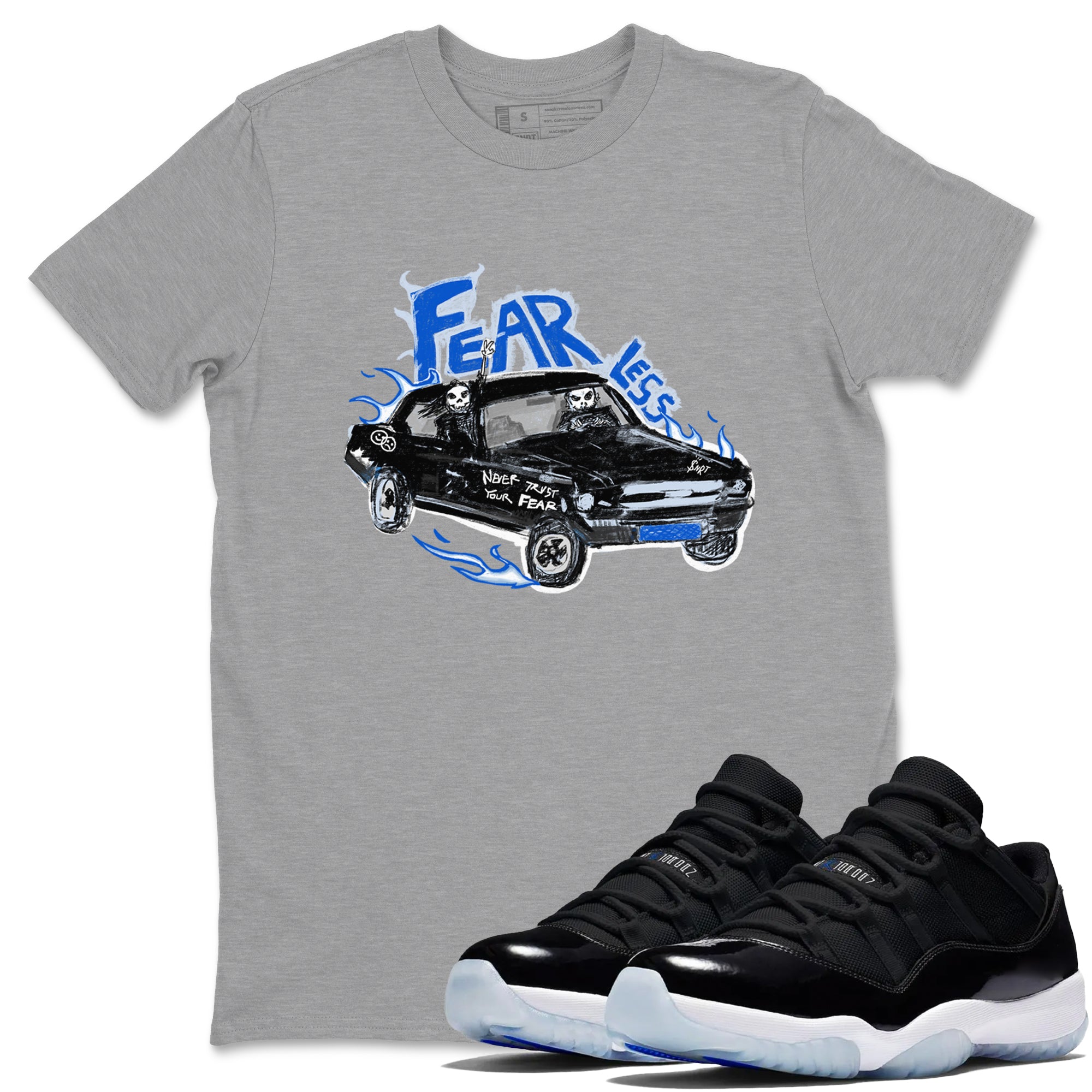 Fearless Car snkmatch Tees - Air Jordan 11 Black and Varsity Royal