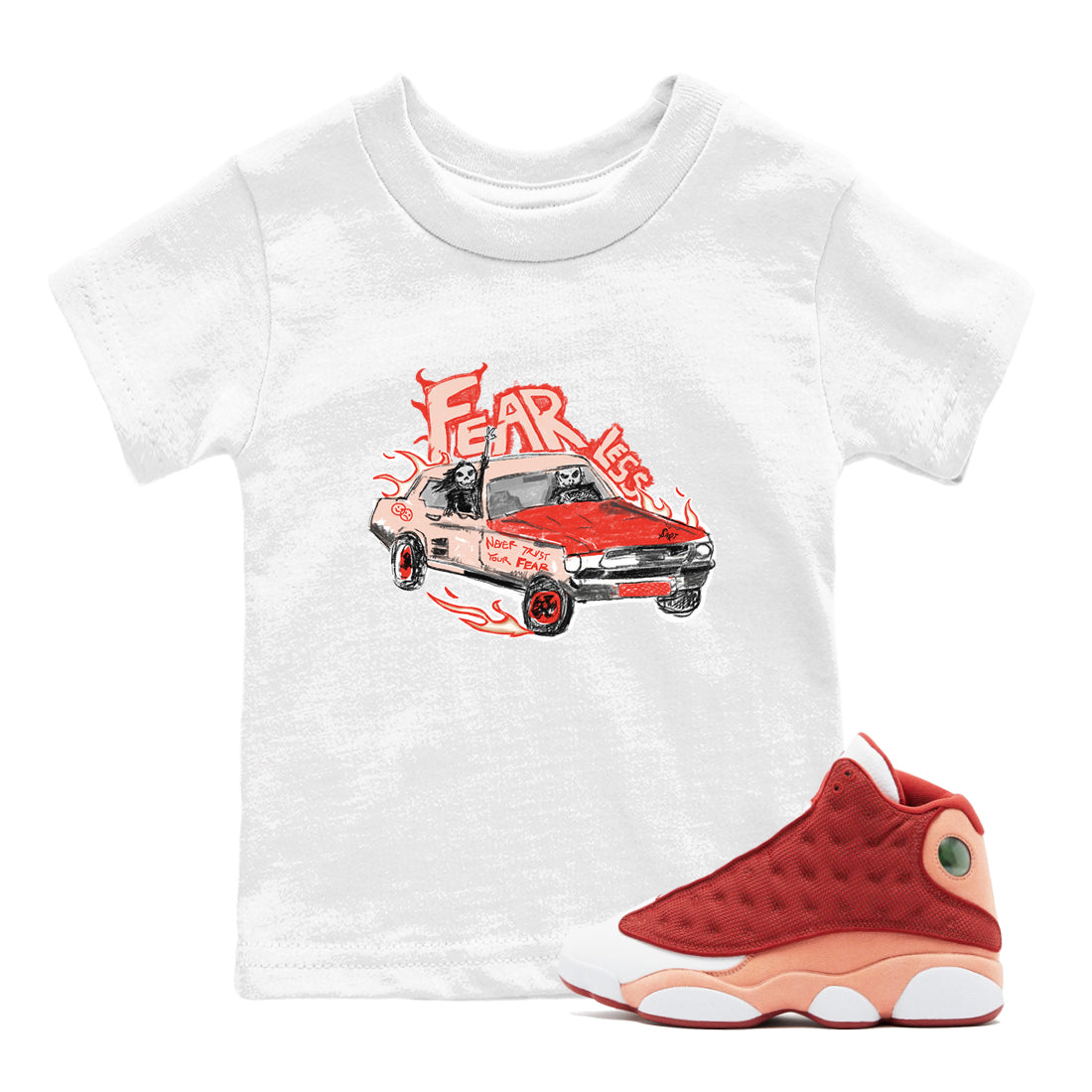 Fearless Car snkmatch Tees Kids - Air Jordan 13 Dune Red