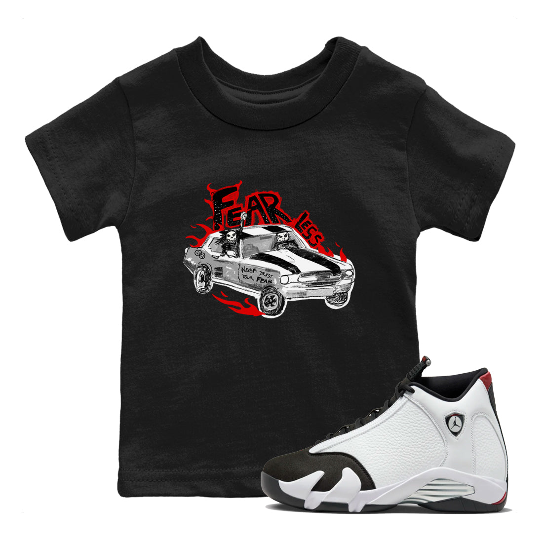 Fearless Car snkmatch Tees Kids - Air Jordan 14 Black Toe