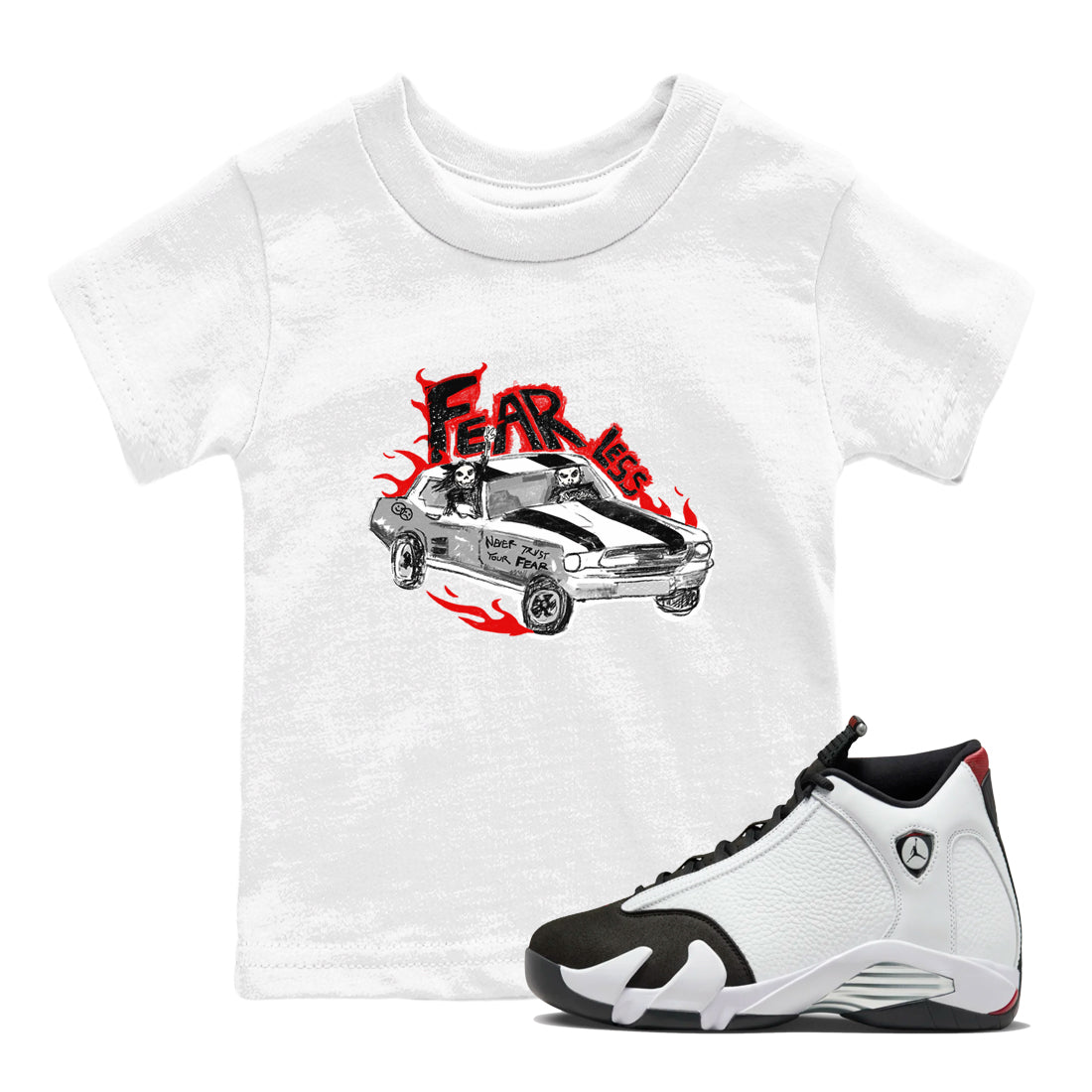 Fearless Car snkmatch Tees Kids - Air Jordan 14 Black Toe