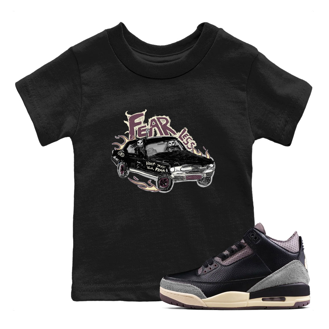 Fearless Car snkmatch Tees Kids - Air Jordan 3 A Ma Maniere x Black