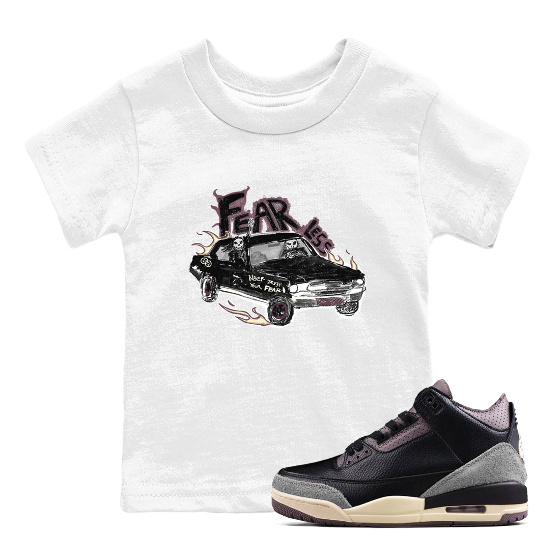 Fearless Car snkmatch Tees Kids - Air Jordan 3 A Ma Maniere x Black