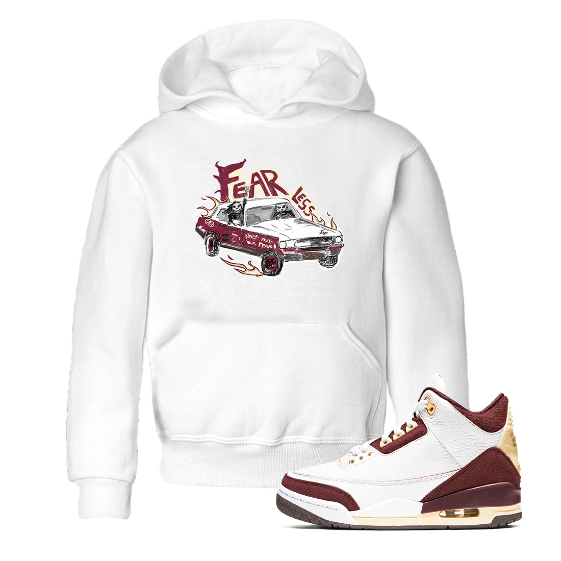 Fearless Car snkmatch Tees Kids - Air Jordan 3 A Ma Maniere x Burgundy Crush