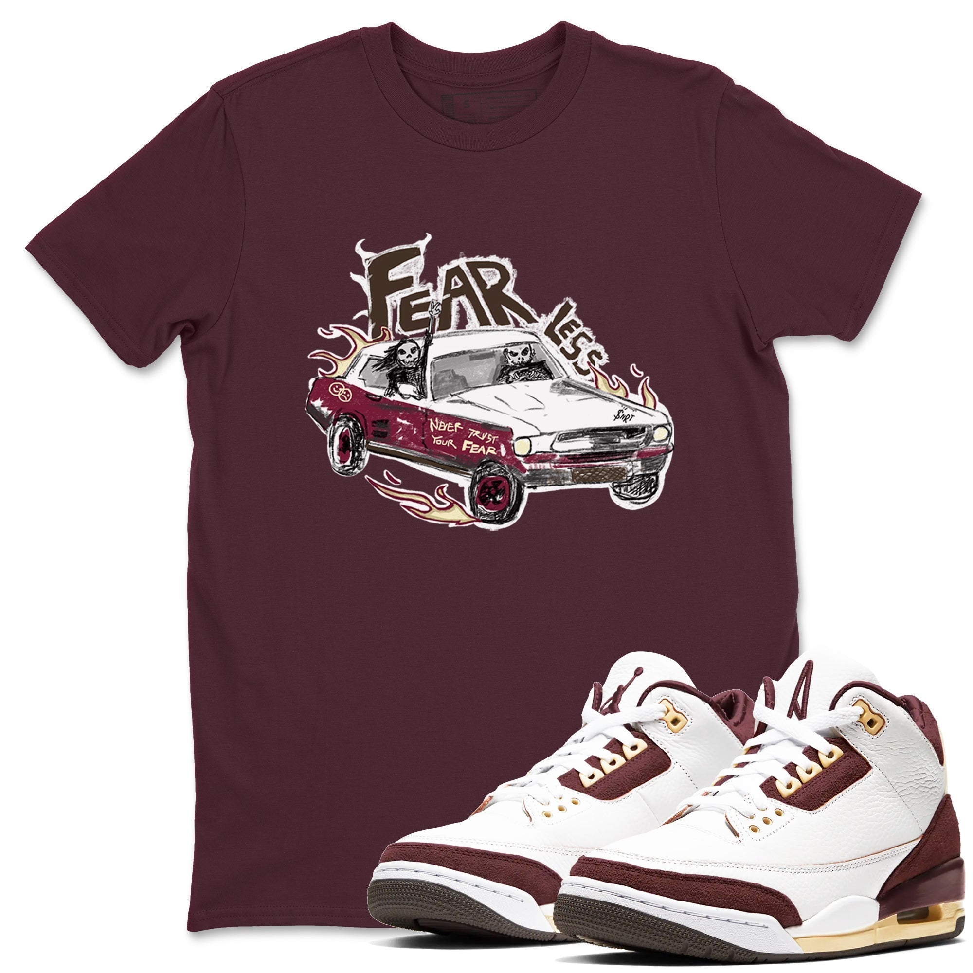 Fearless Car snkmatch Tees - Air Jordan 3 A Ma Maniere x Burgundy Crush