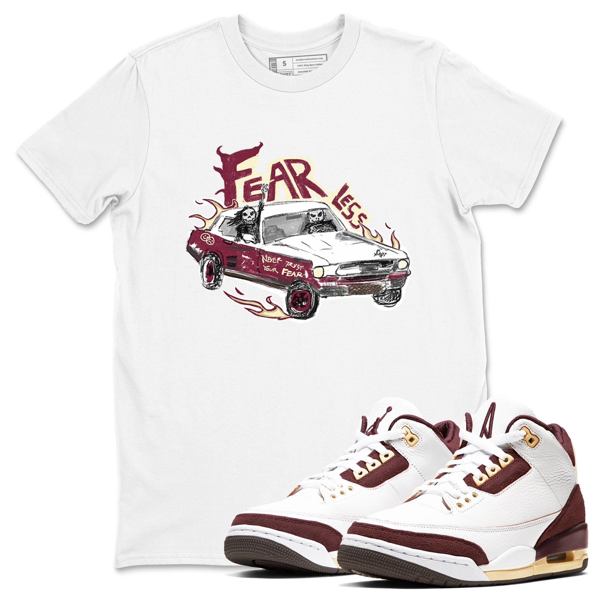Fearless Car snkmatch Tees - Air Jordan 3 A Ma Maniere x Burgundy Crush