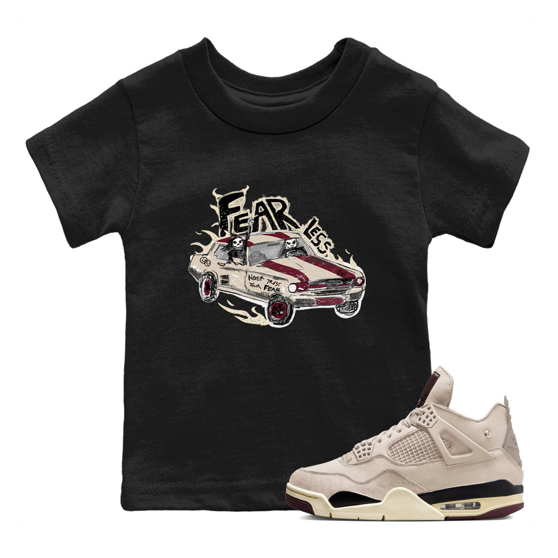 Fearless Car snkmatch Tees Kids - Air Jordan 4 A Ma Maniere x Fossil Stone