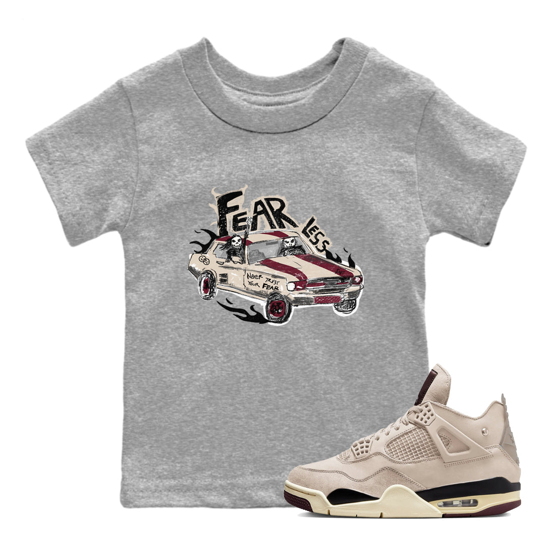 Fearless Car snkmatch Tees Kids - Air Jordan 4 A Ma Maniere x Fossil Stone