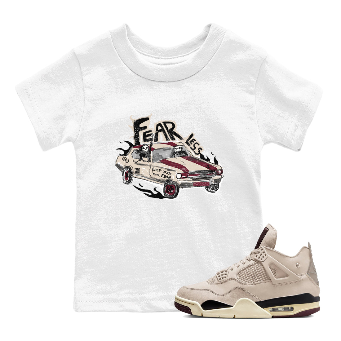 Fearless Car snkmatch Tees Kids - Air Jordan 4 A Ma Maniere x Fossil Stone