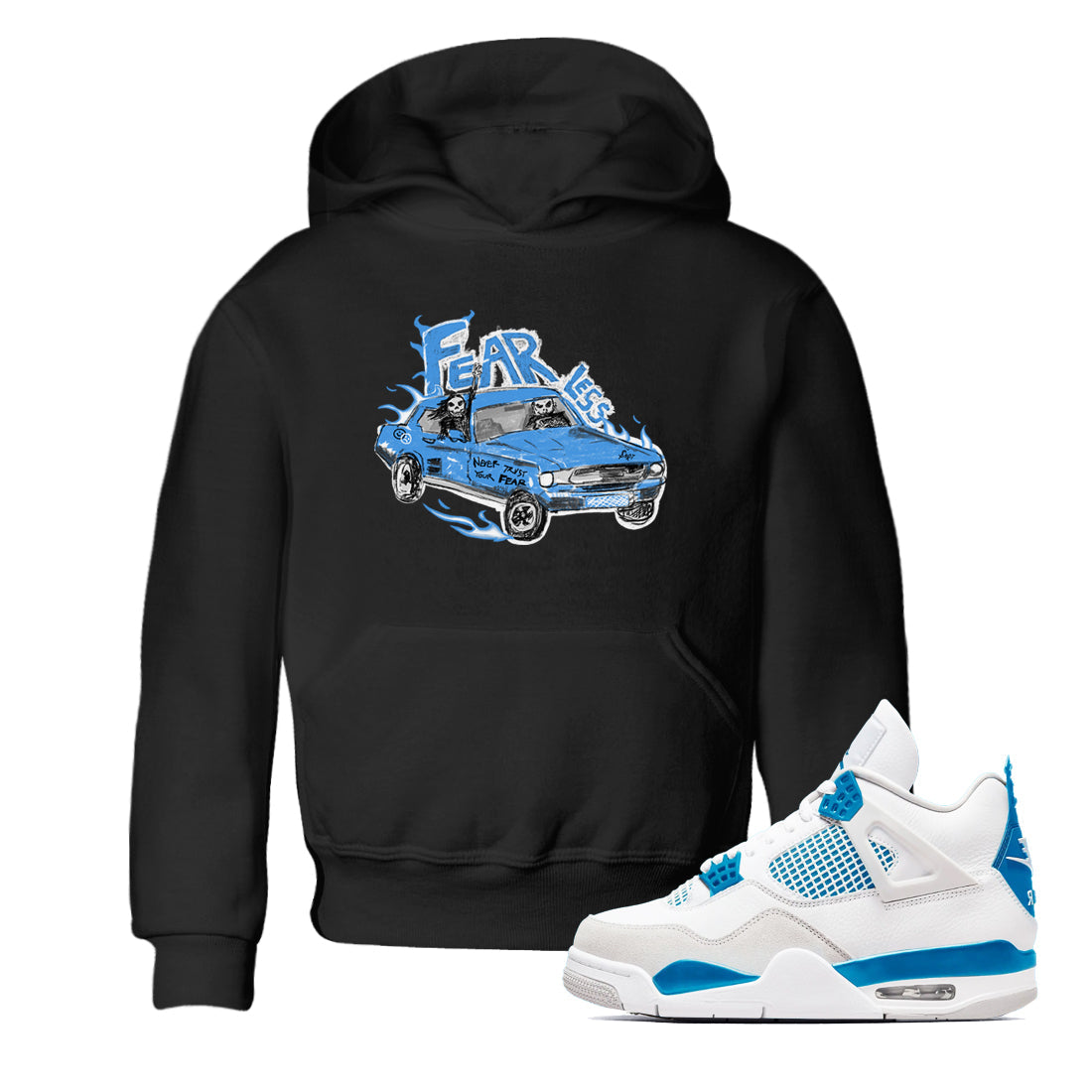 Fearless Car snkmatch Tees Kids - Air Jordan 4 Military Blue